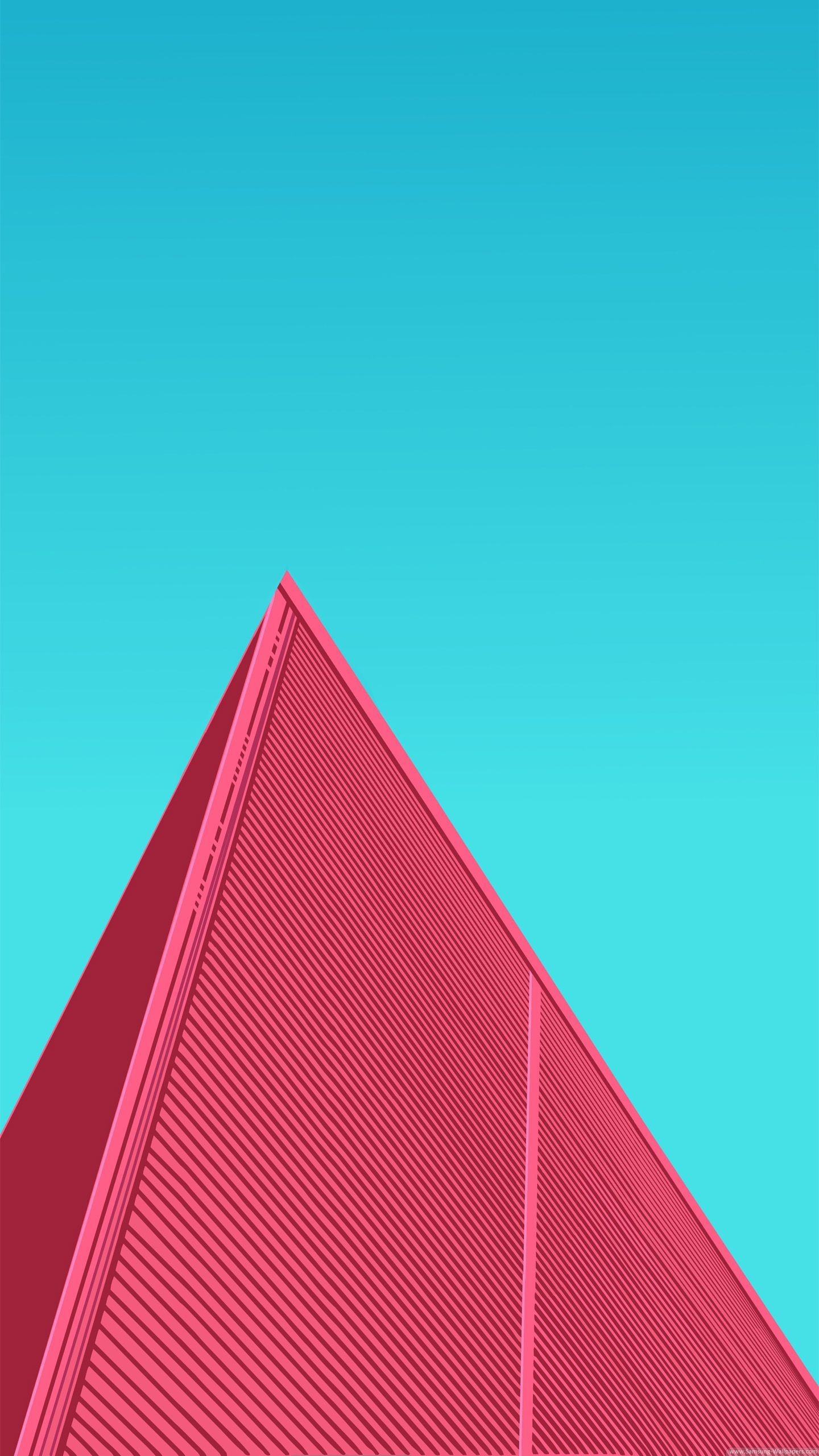 Geometrico, Triangolo rosso, Sfondo azzurro, Minimalismo, schermata di blocco LG G4