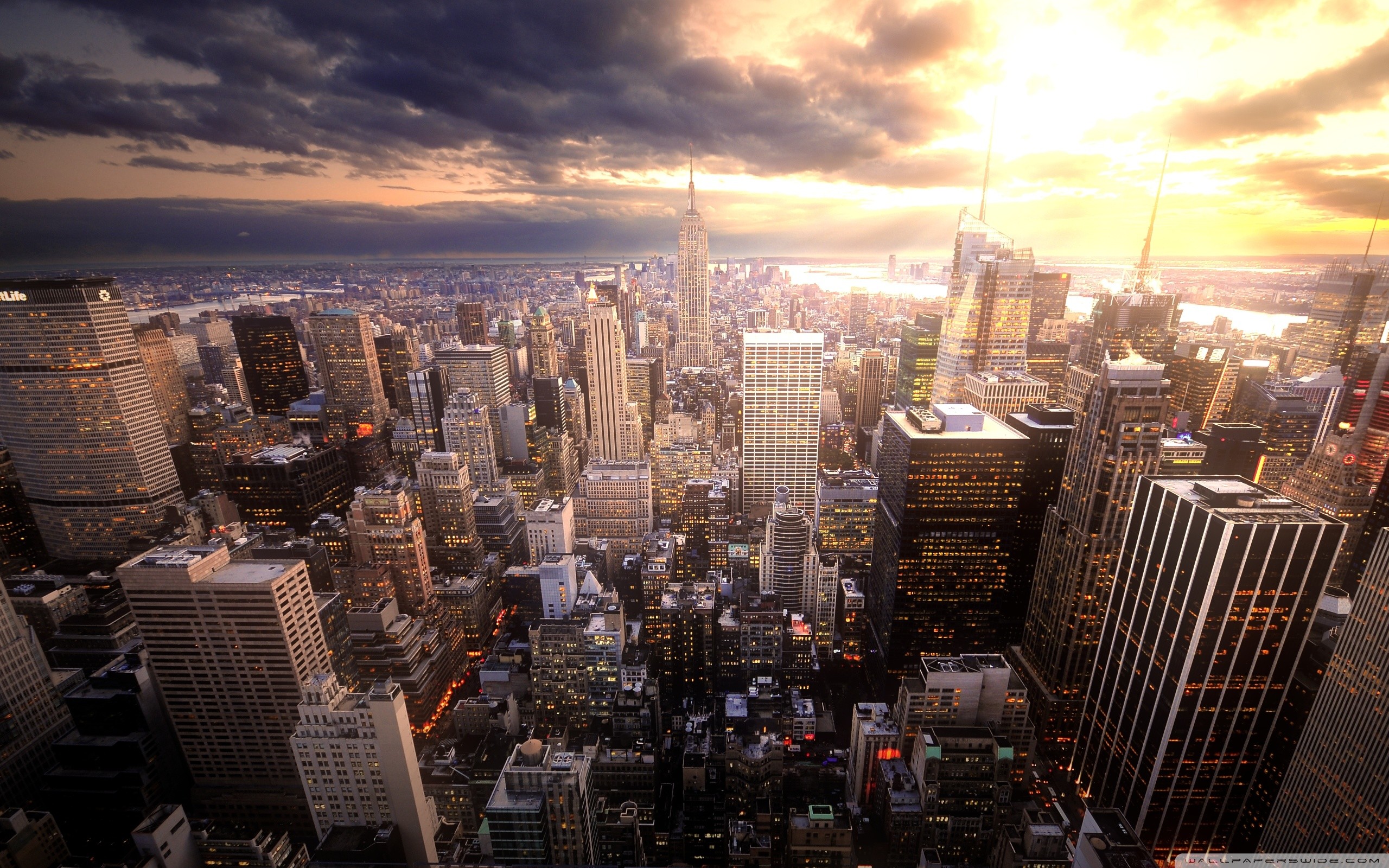 Midtown, Manhattan, New York, Vista aerea, Tramonto, 2560x1600, immagine di sfondo