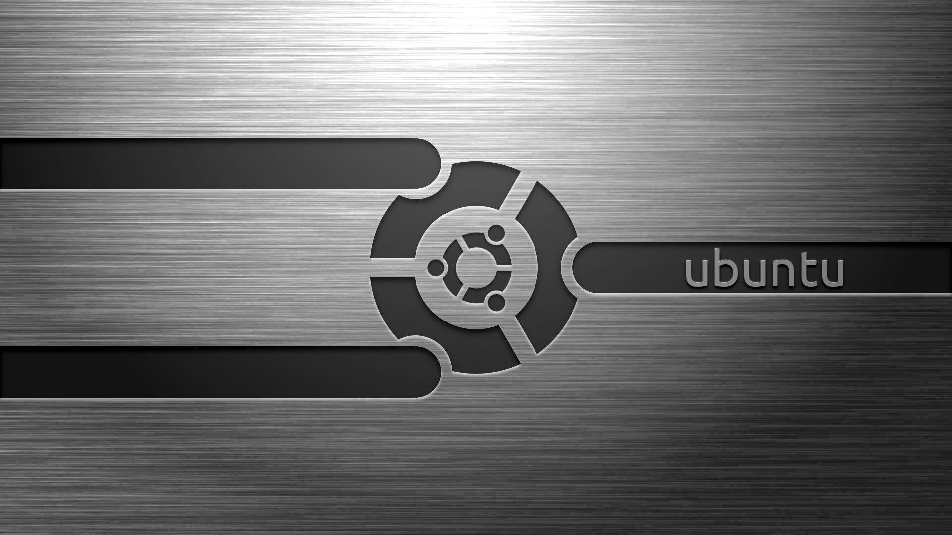 Ubuntu, Logo Ubuntu, Metallo spazzolato, 1920x1080, immagine di sfondo