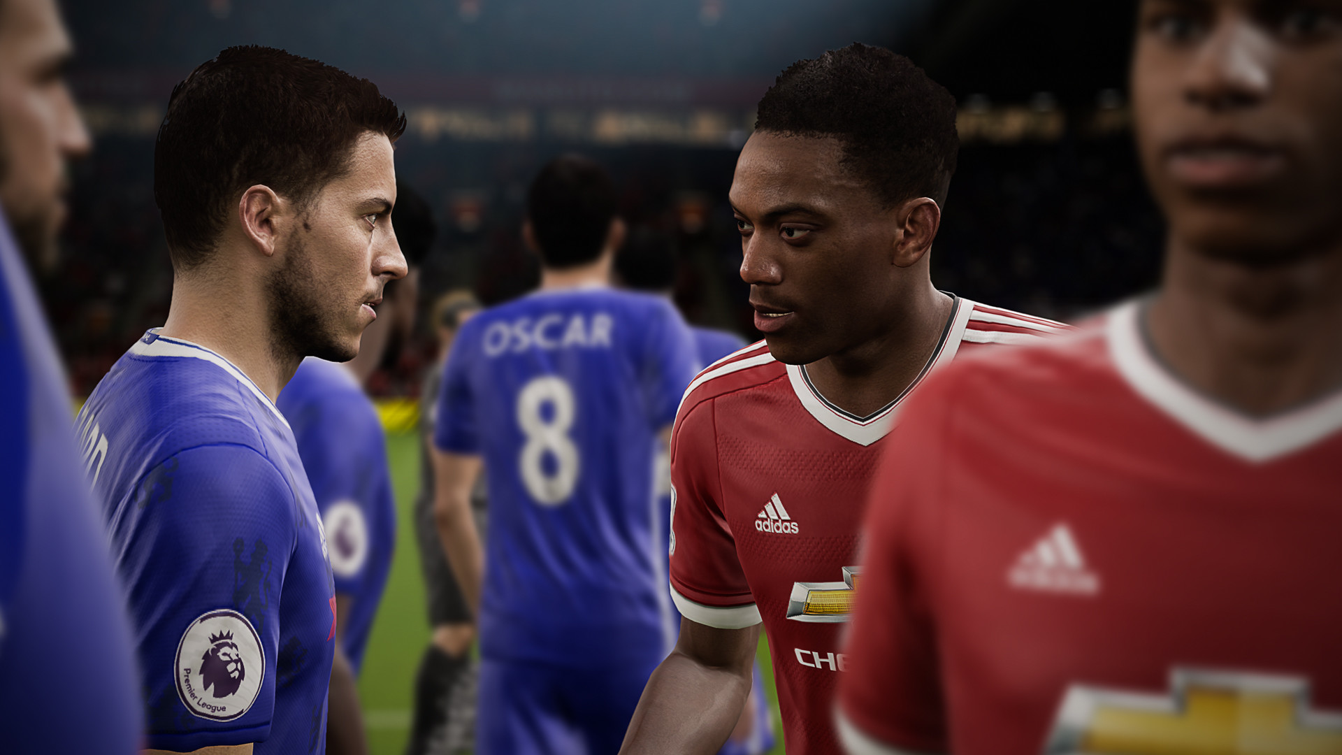 Eden Hazard, Anthony Martial, FIFA 17, Chelsea, Manchester United, sfondo Full HD per PC