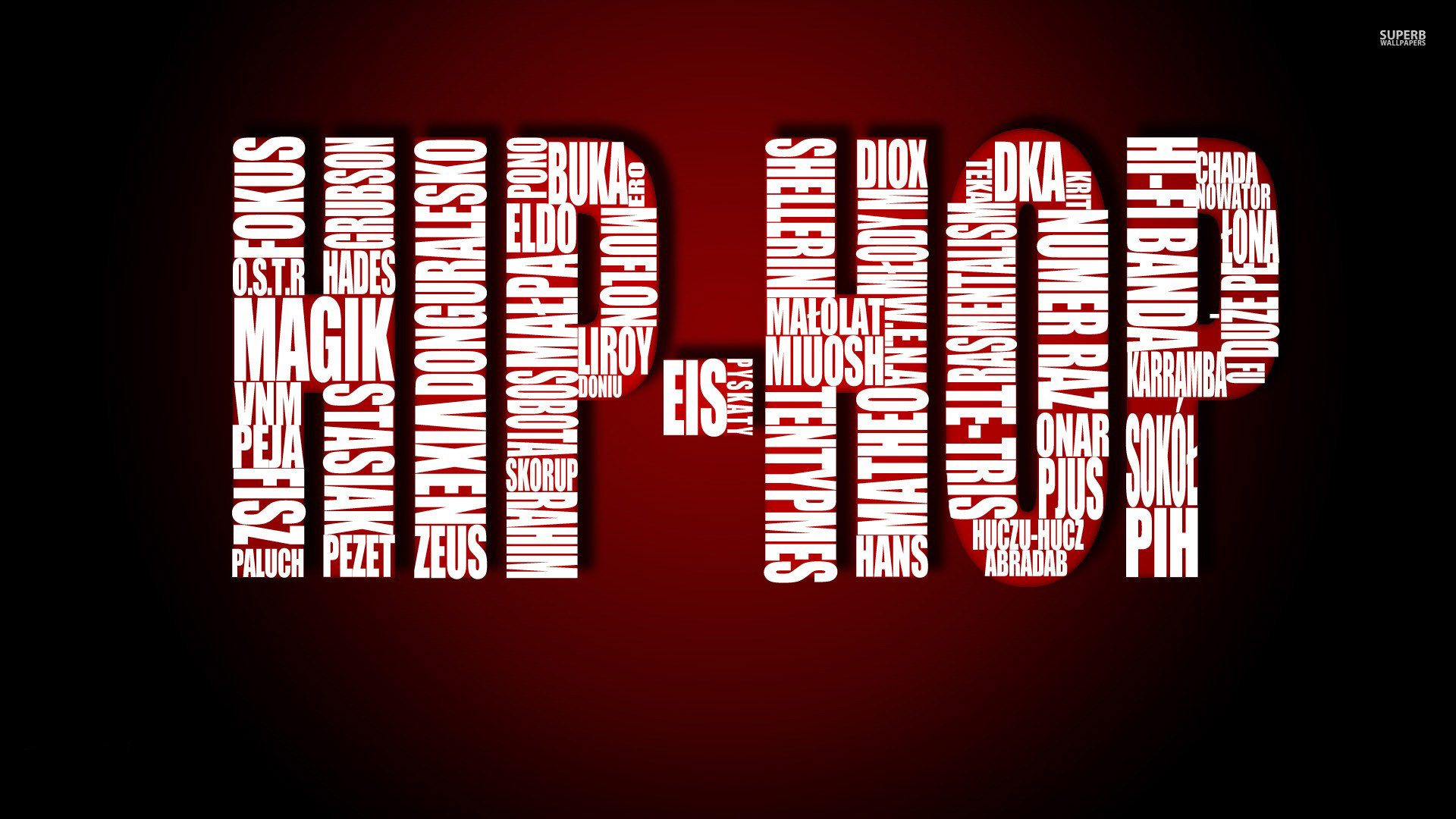 Hip hop, Tipografia, Rosso e nero, 1920x1080, immagine di sfondo