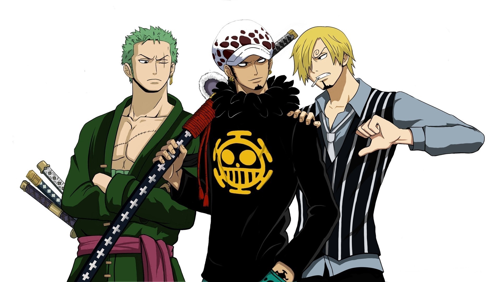 Trafalgar Law, Roronoa Zoro, Sanji, One Piece, Full HD, sfondo desktop