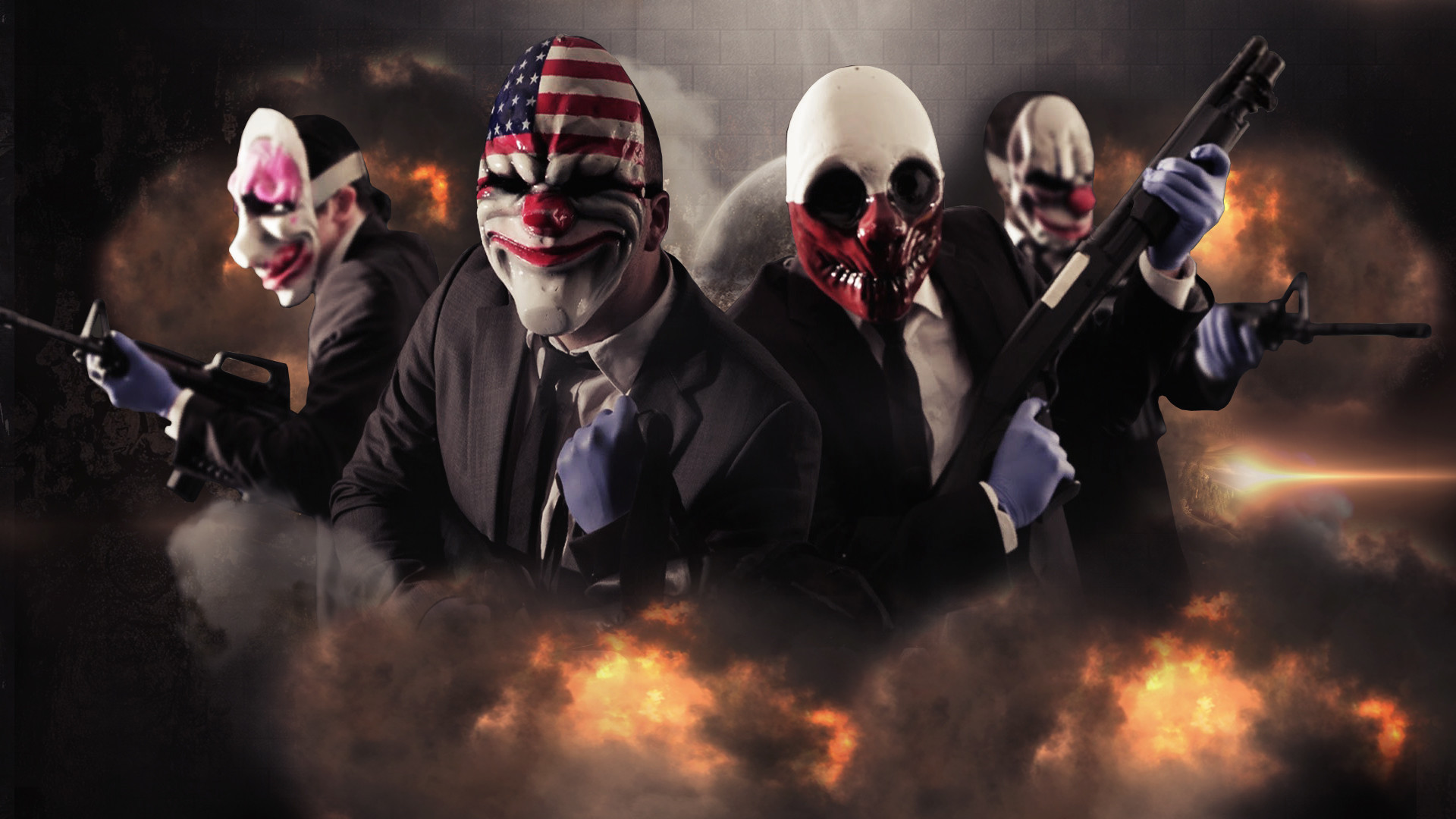 Payday Gang, Dallas, Payday 2, Fucili, Esplosione, Full HD, sfondo per PC