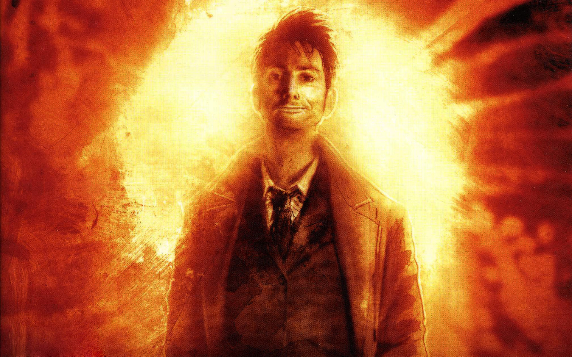 Decimo Dottore, David Tennant, Doctor Who, Fuoco, Arancione, Full HD, sfondo per portatile
