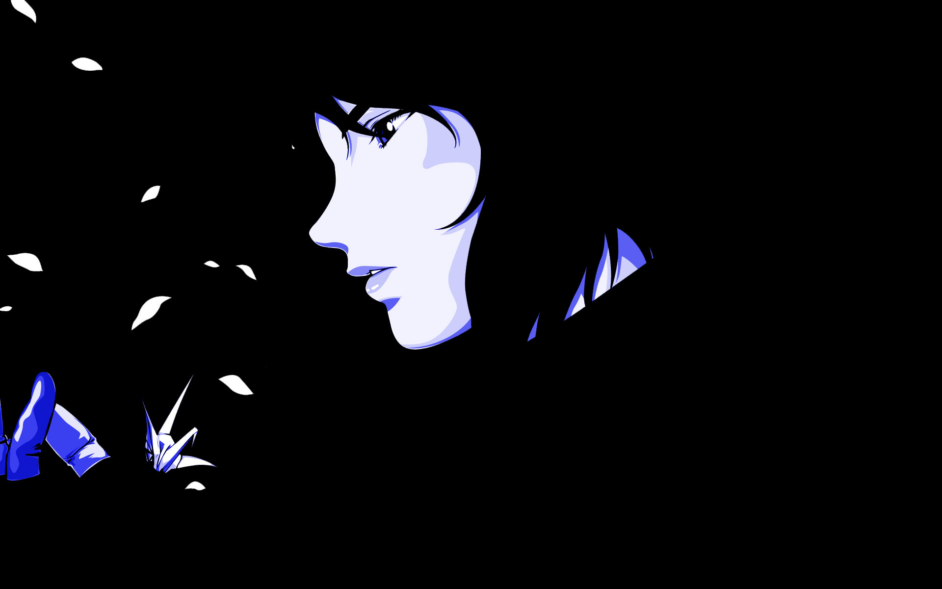 Motoko Kusanagi, Ghost in the Shell, Profilo, Sfondo nero, Minimalista, wallpaper Windows 11