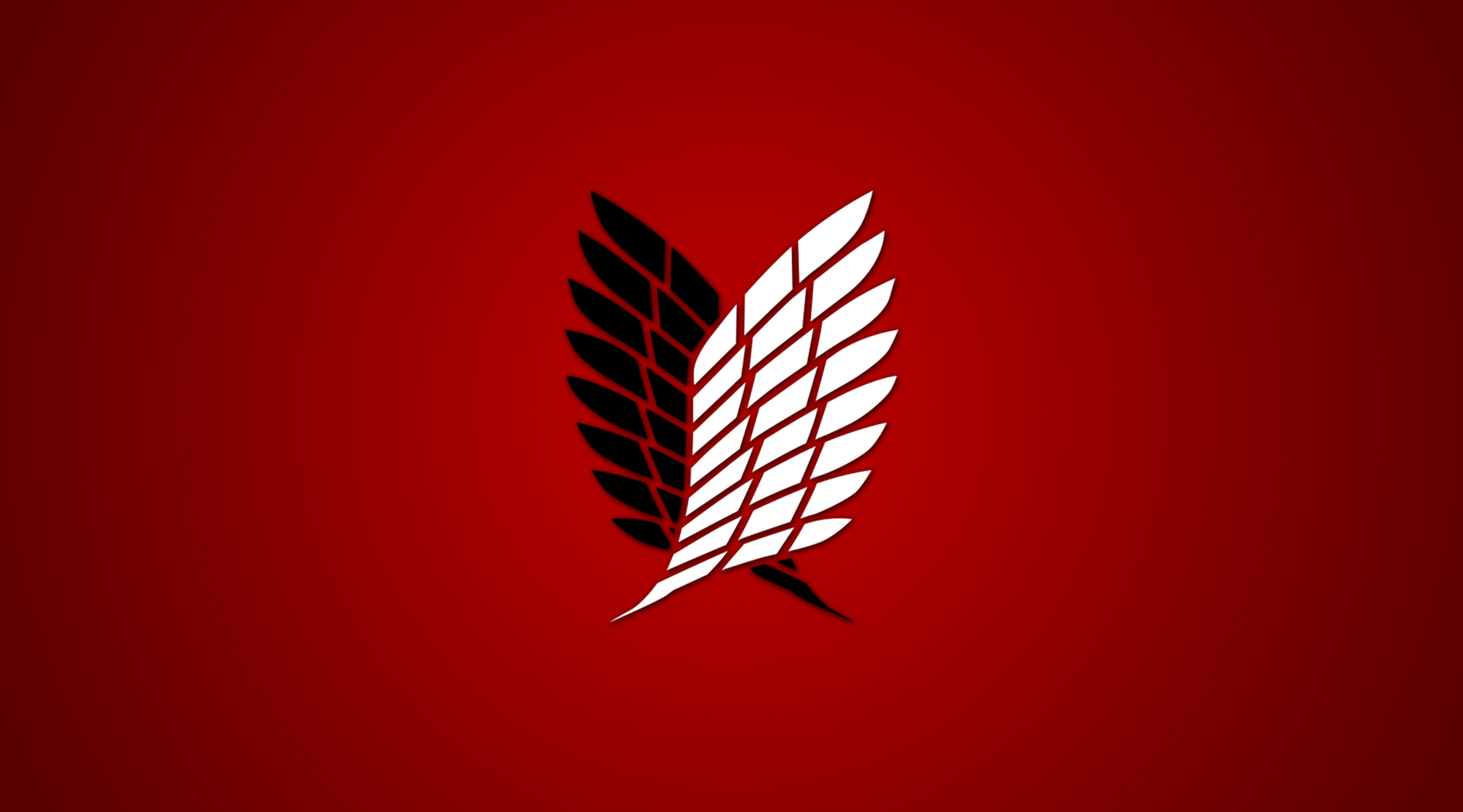 Ali della libertà, Attack on Titan, Corpo di ricerca, Stemma, Sfondo rosso, wallpaper desktop 2K