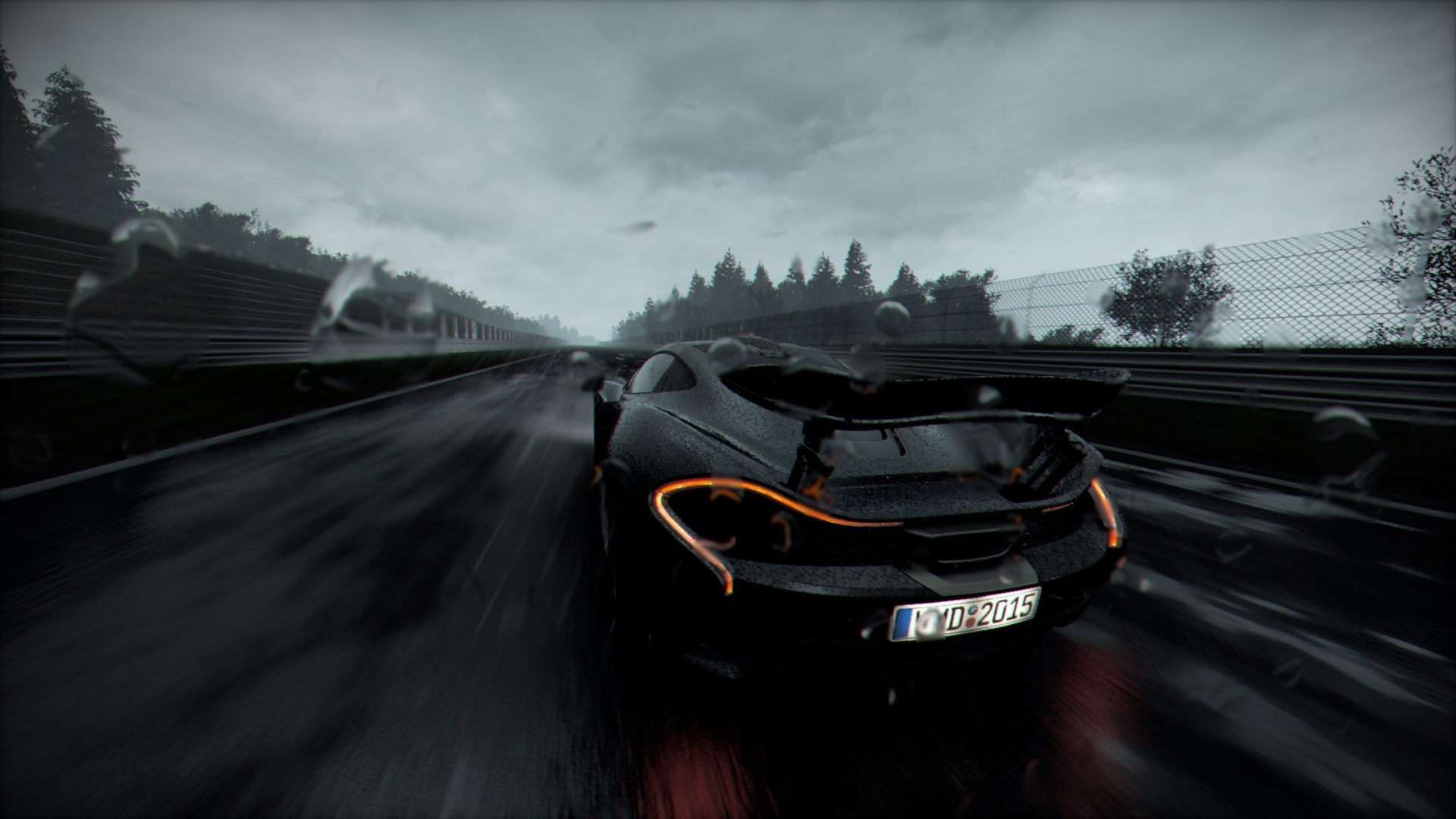 McLaren P1, Project CARS, Pioggia, Vista posteriore, Full HD, sfondo per PC