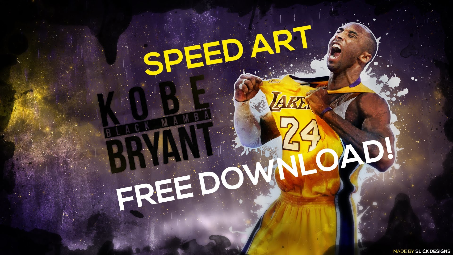 Kobe Bryant, Los Angeles Lakers, Speed art, Viola, Full HD 1080p, sfondo desktop