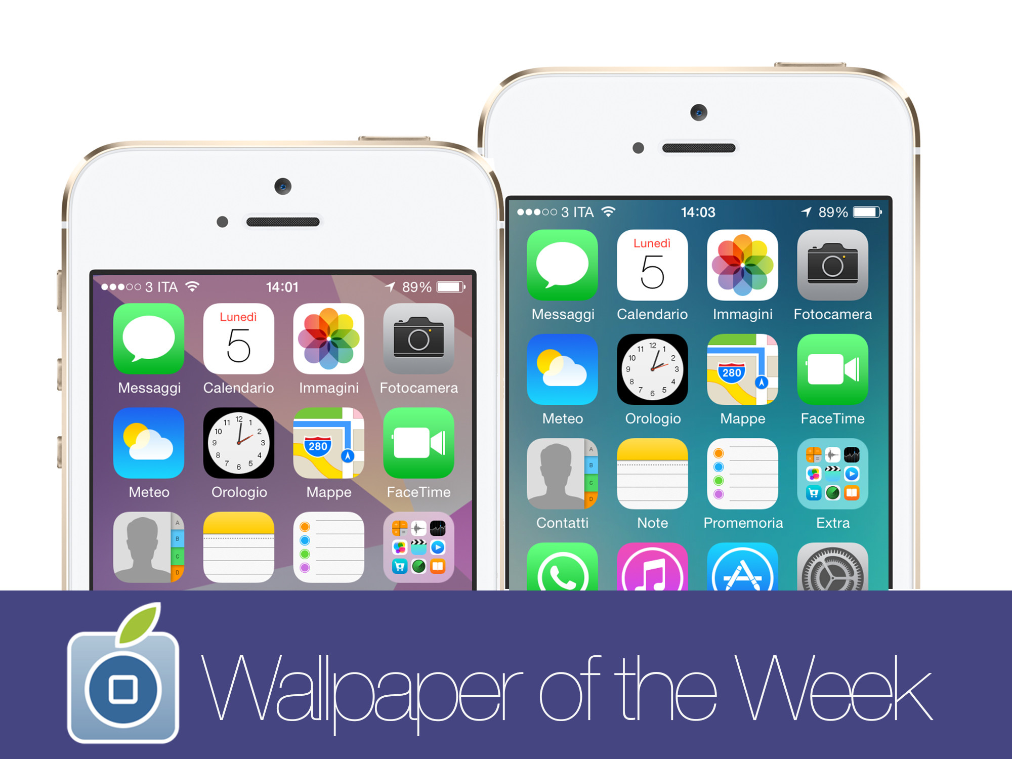 iOS 7, iPhone 5s, Schermata home, Wallpaper of the Week, Full HD