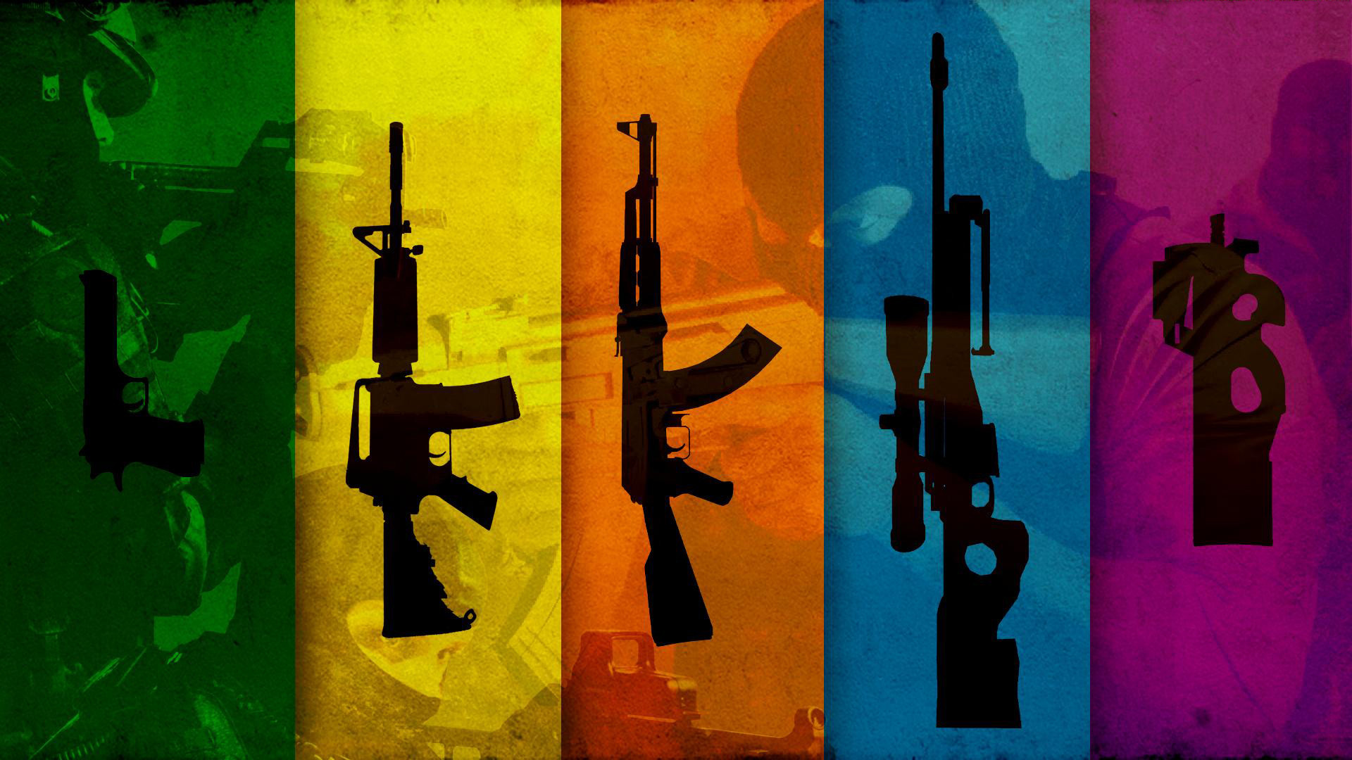 CS:GO, Armi, Silhouette, Colori, Full HD, sfondo per PC e portatile