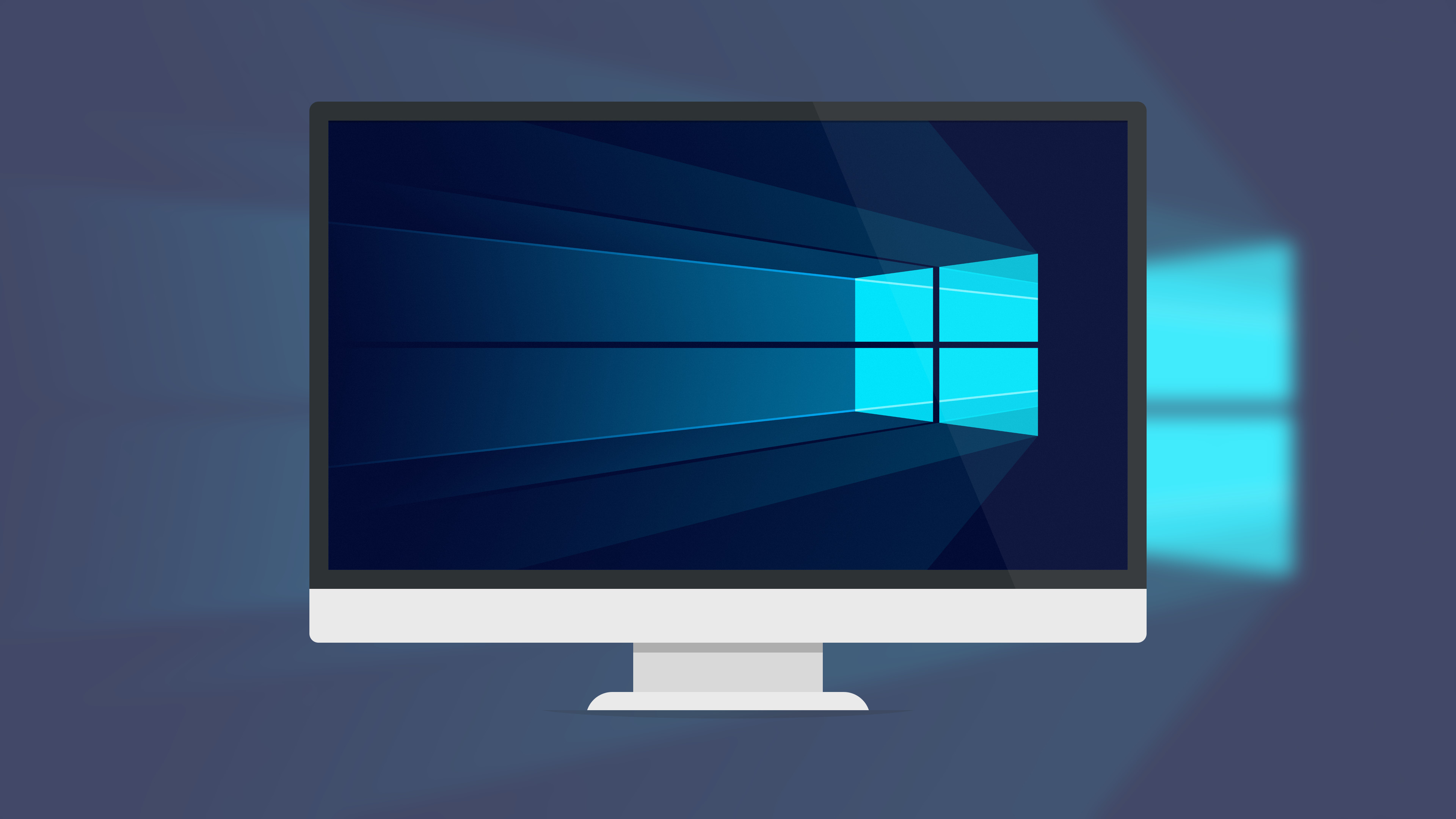 Windows 10, Monitor, Logo Windows, Design piatto, 4K, sfondo per PC