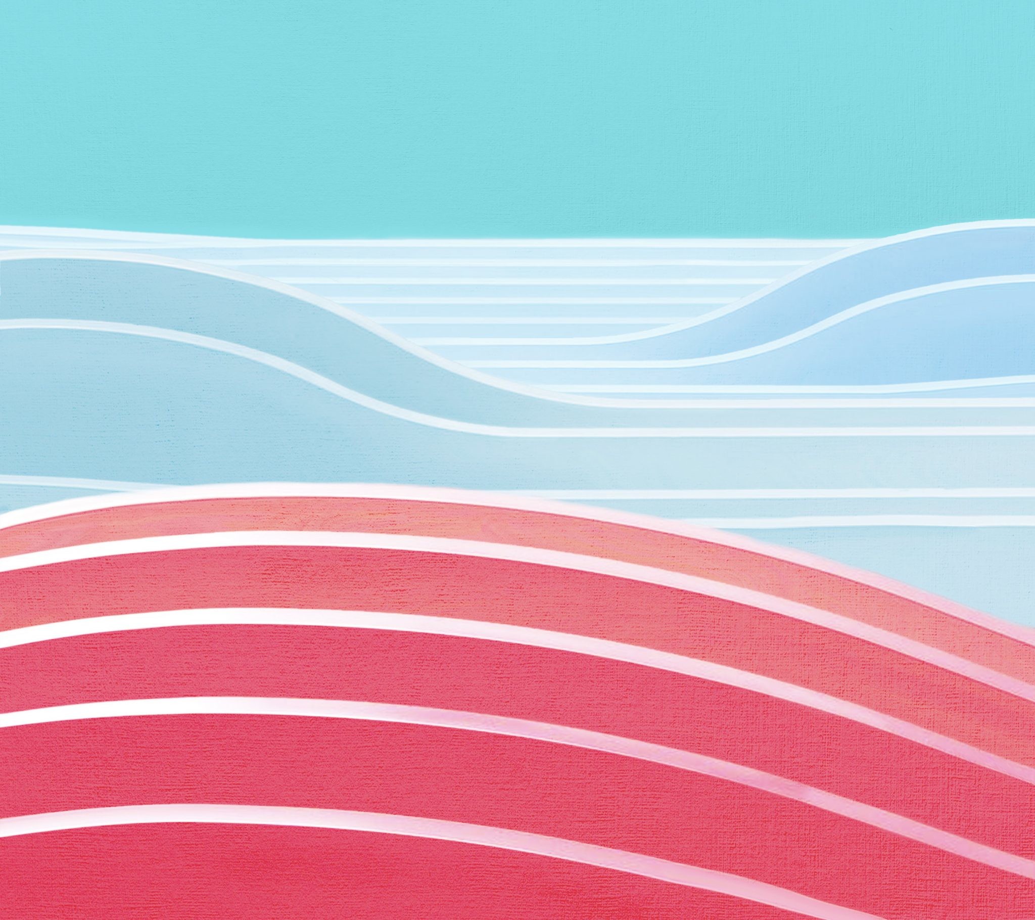 Onde stilizzate, Rosso, Azzurro, Minimalismo, Full HD, wallpaper per tablet