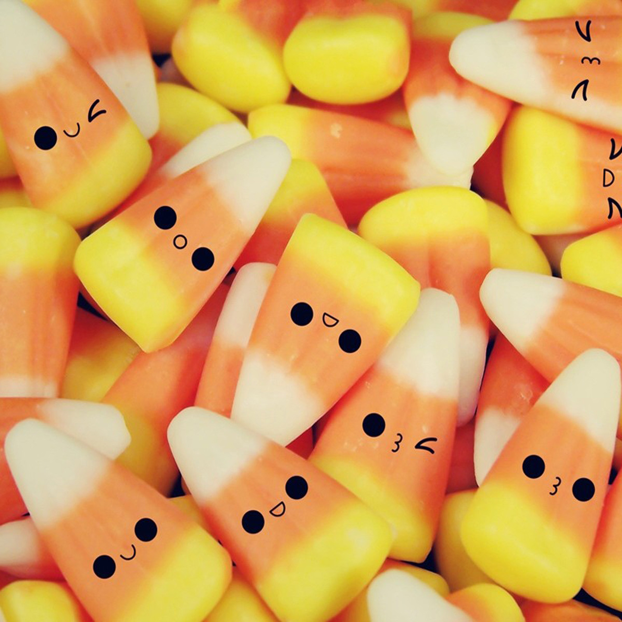 Candy corn, Caramelle, Kawaii, Halloween, sfondo per iPad e tablet