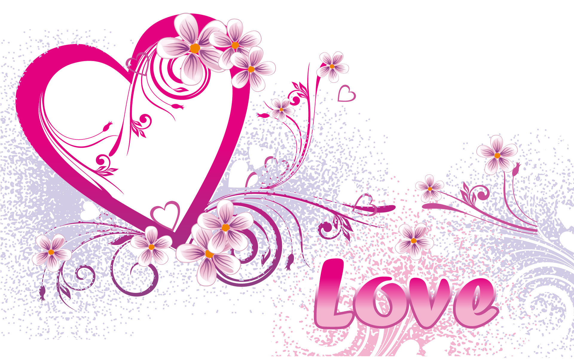 Scritta Love, Cuore, Decorazioni floreali, Rosa, 1920x1200, immagine di sfondo