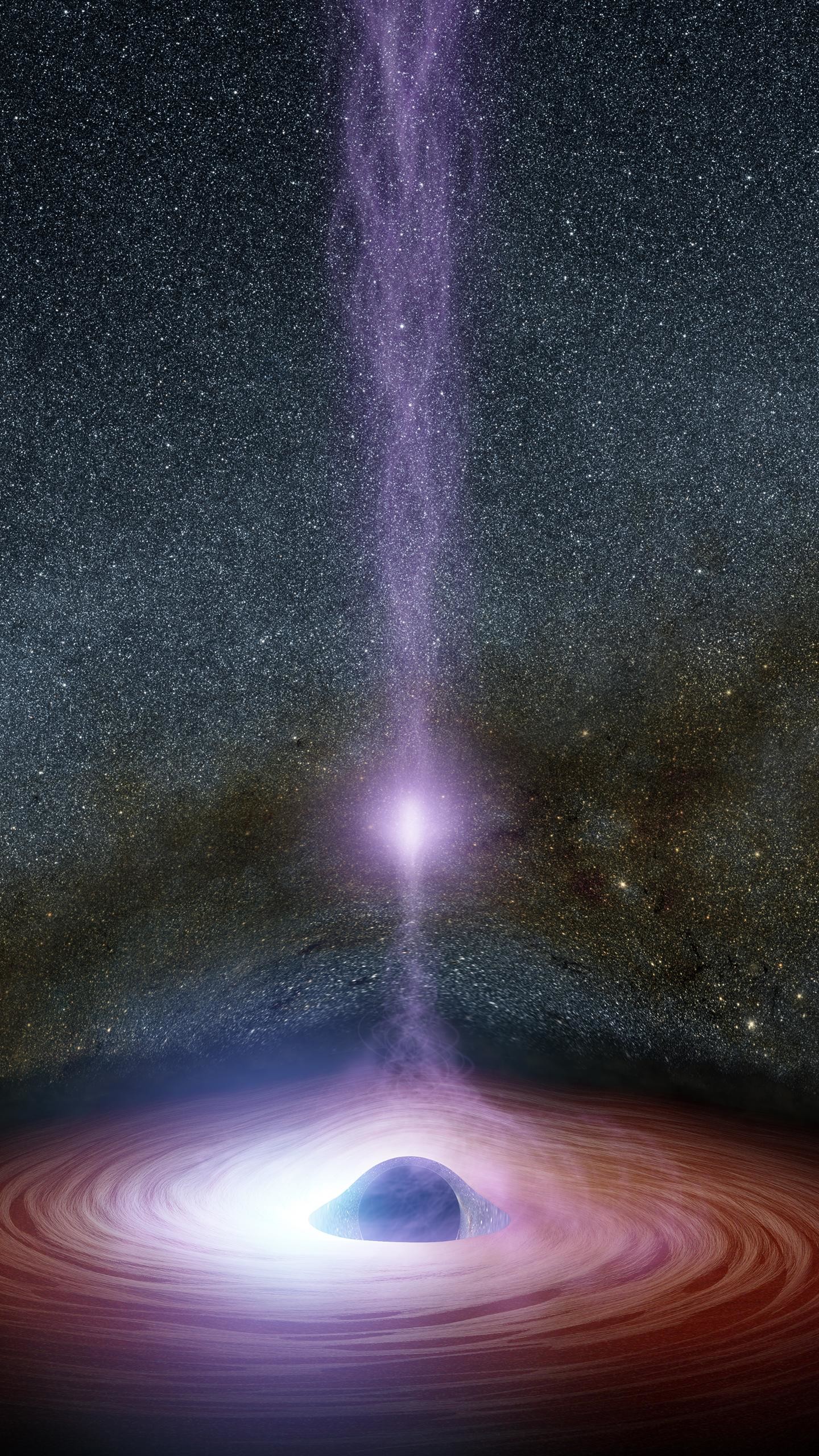 Buco nero, Getto relativistico, Disco di accrescimento, Via Lattea, Viola, sfondo per iPhone