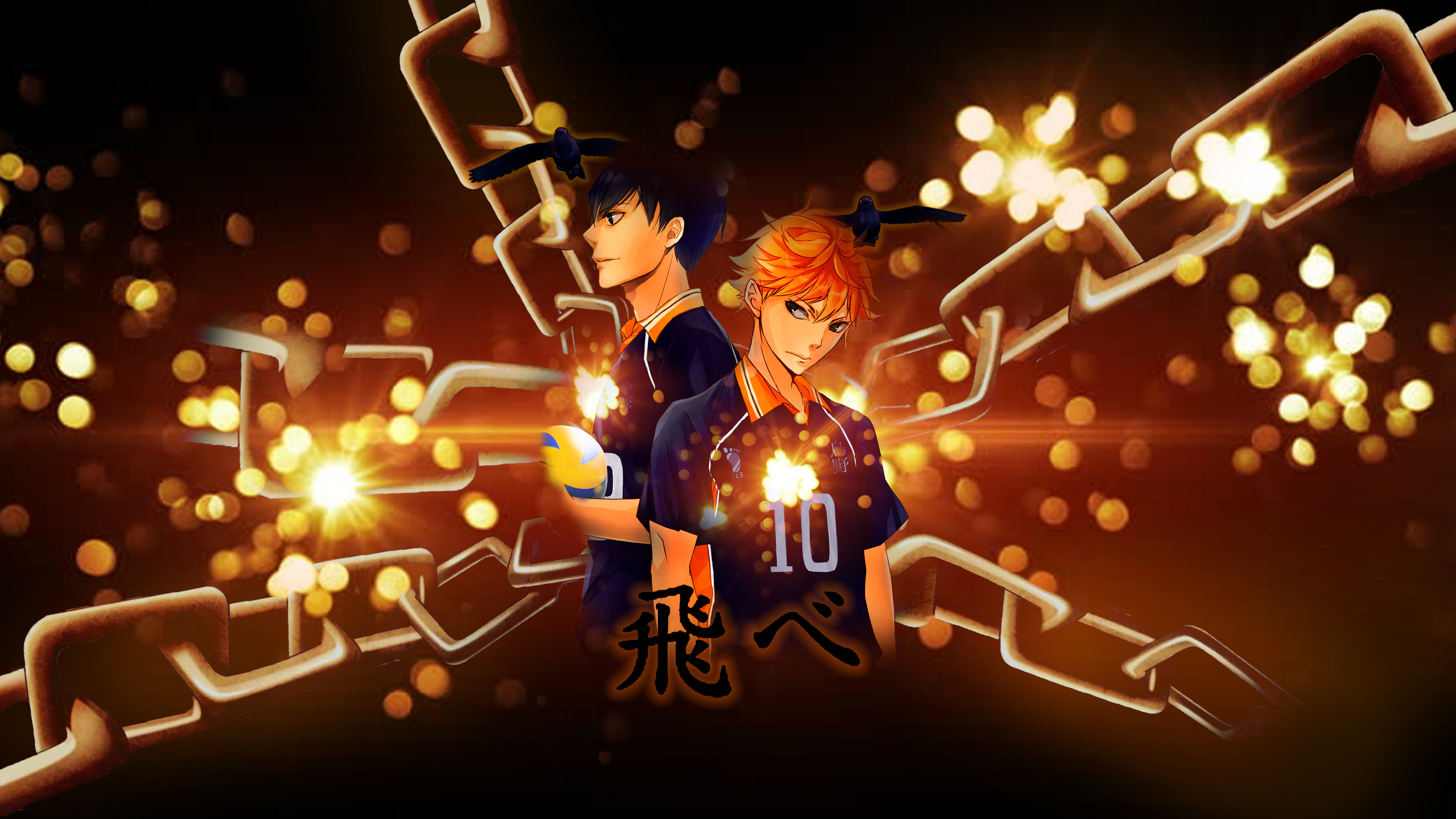 Tobio Kageyama, Shoyo Hinata, Haikyu!!, Bokeh, Catene, 4K, wallpaper per portatile