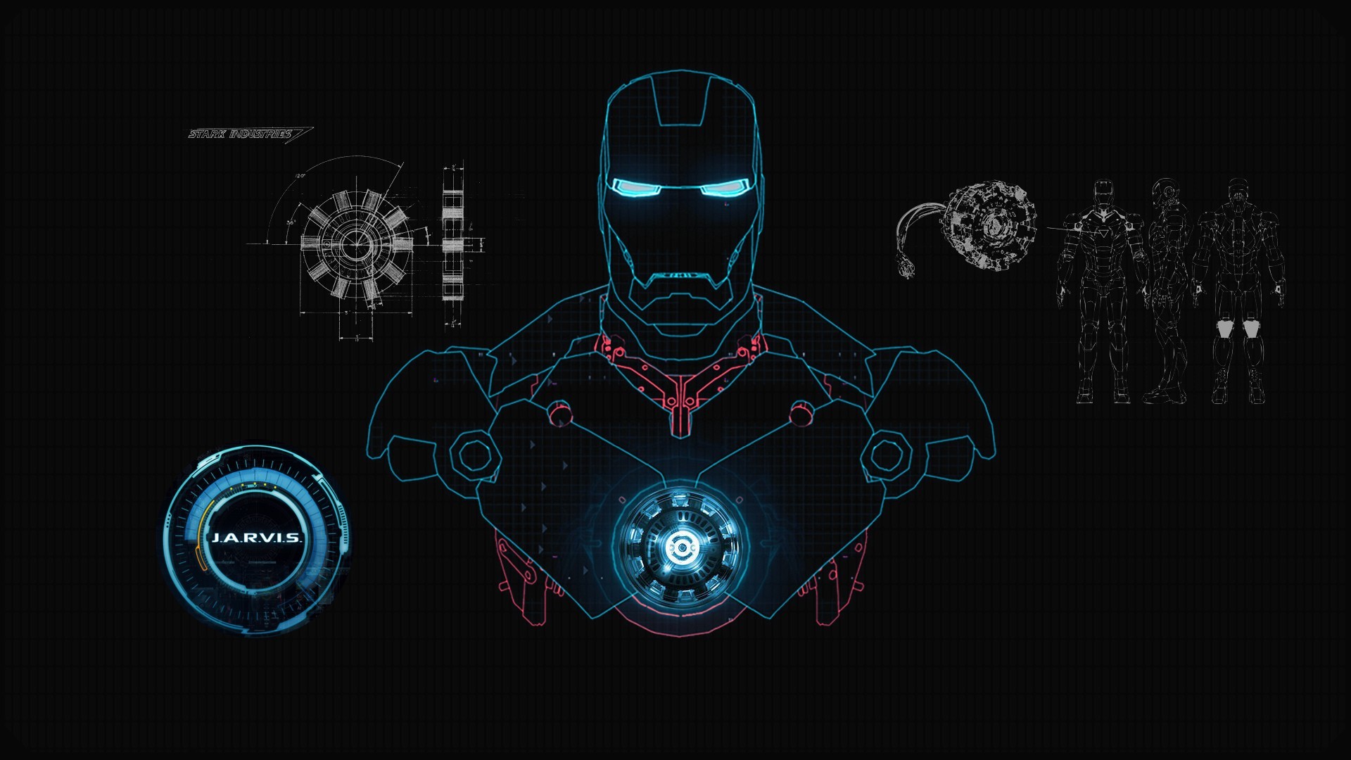 Iron Man, JARVIS, Marvel, Ologramma, Blu, Full HD, sfondo Windows 11
