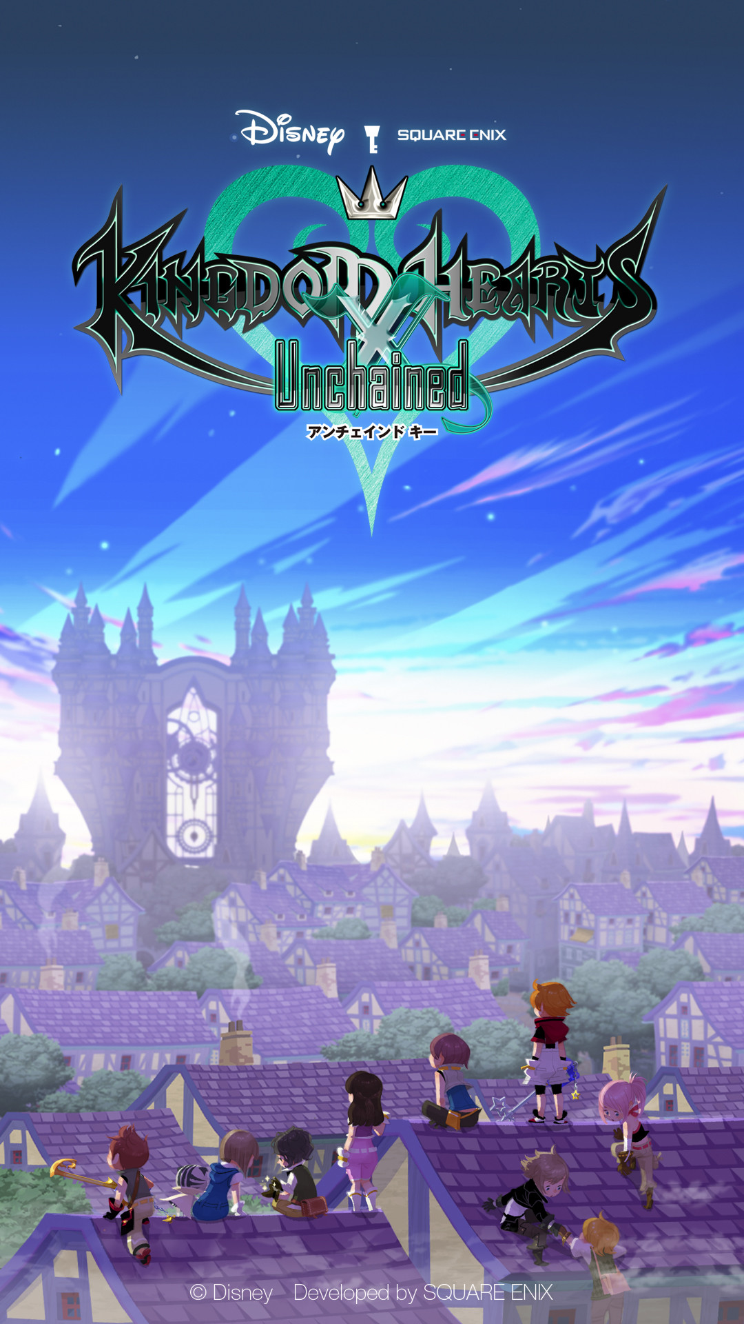 Kingdom Hearts Unchained χ, Logo, Castello, Disney, Full HD, sfondo per iPhone e Android