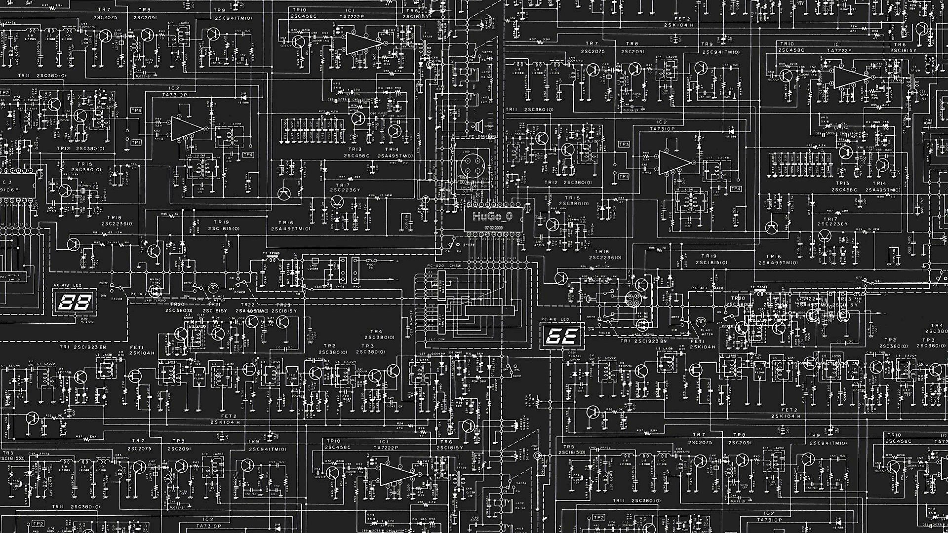 Schema elettrico, Circuito, Bianco e nero, Full HD 1080p, sfondo desktop