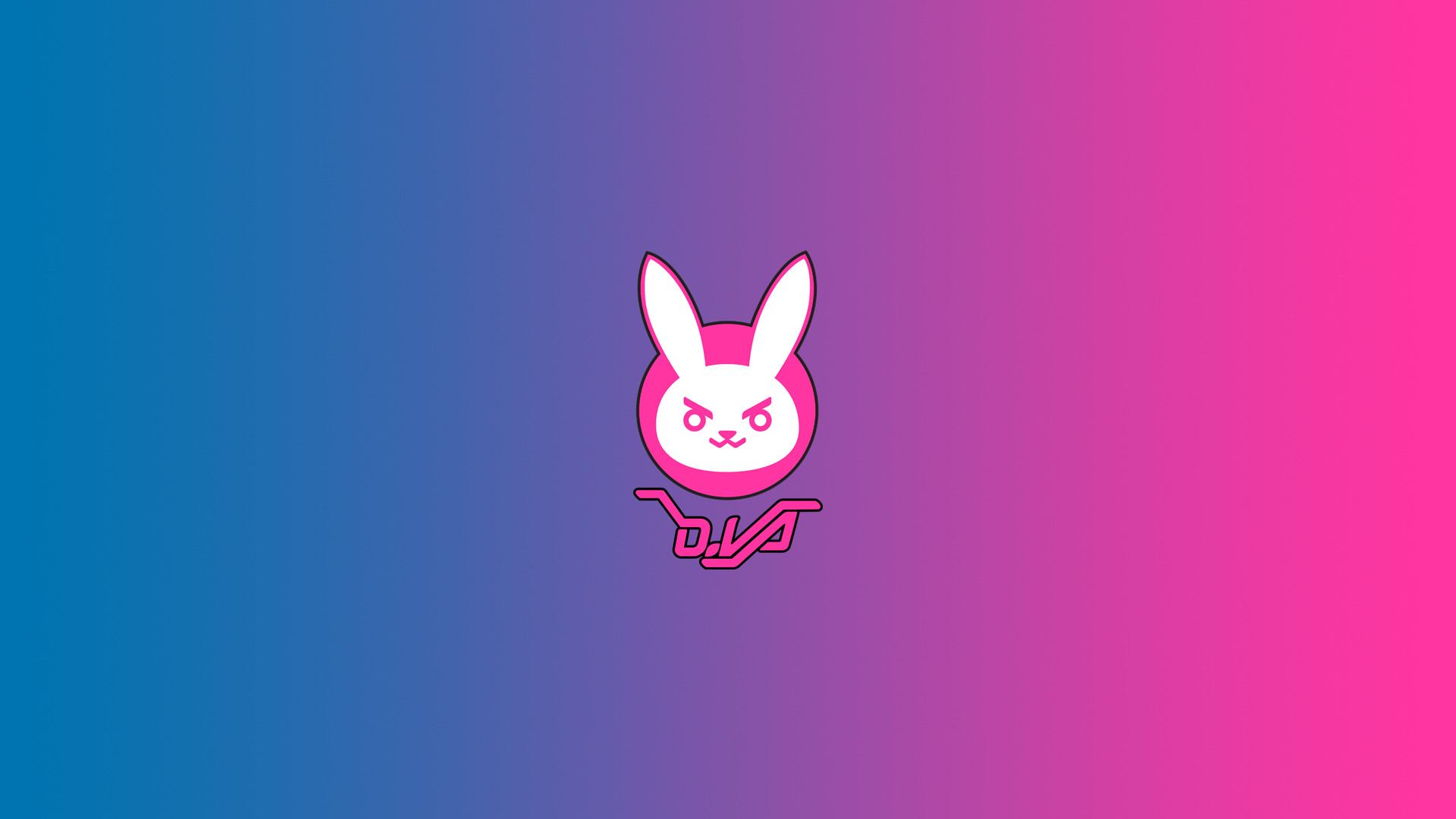D.Va, Overwatch, Logo coniglio, Sfumatura blu rosa, Full HD, sfondo per portatile