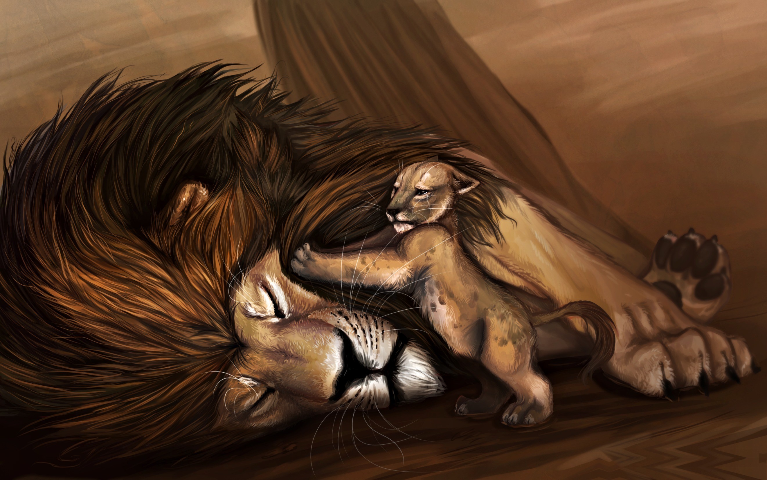 Il re leone, Mufasa, Simba, Disegno, 2K, sfondo Windows 11