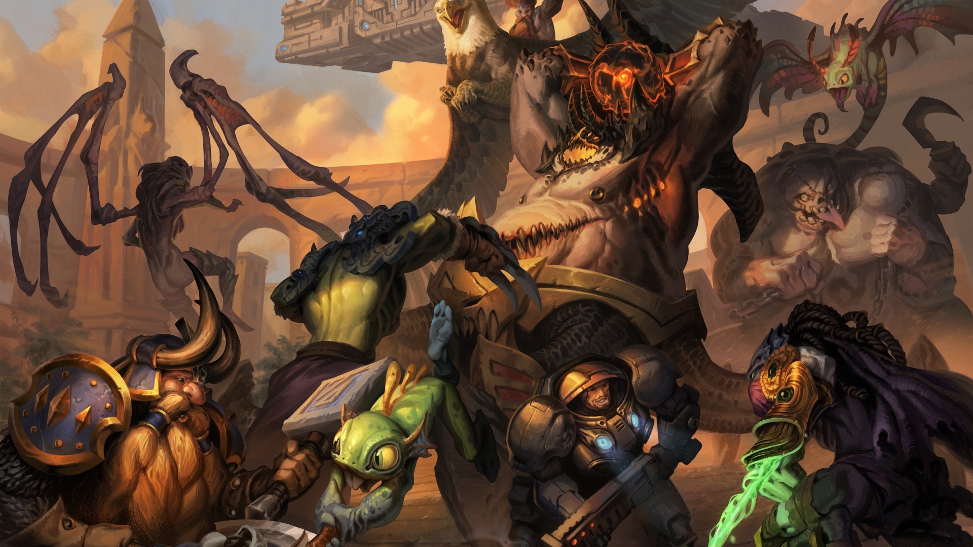 Heroes of the Storm, Zerg, Murky, Battaglia, Blizzard, 16:9 Full HD, sfondo widescreen