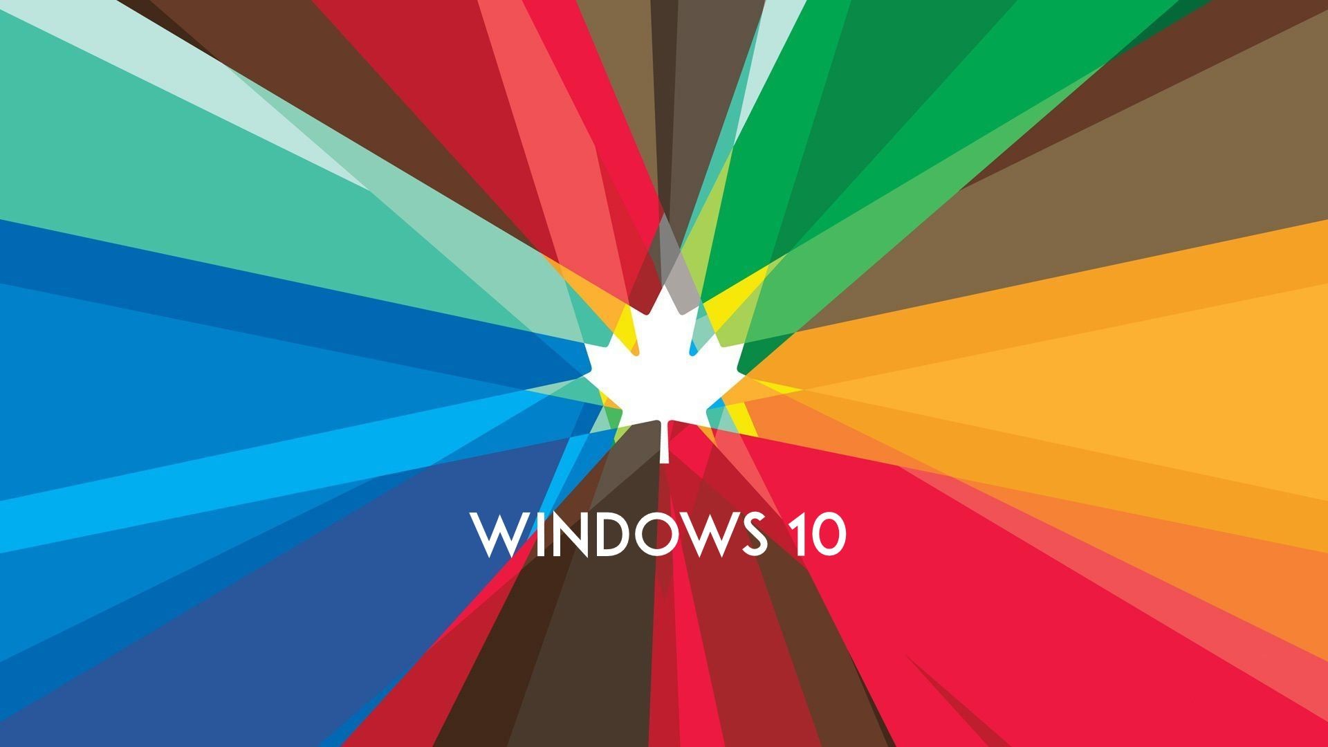 Windows 10, Foglia d'acero, Canada, Raggi colorati, Full HD, sfondo desktop