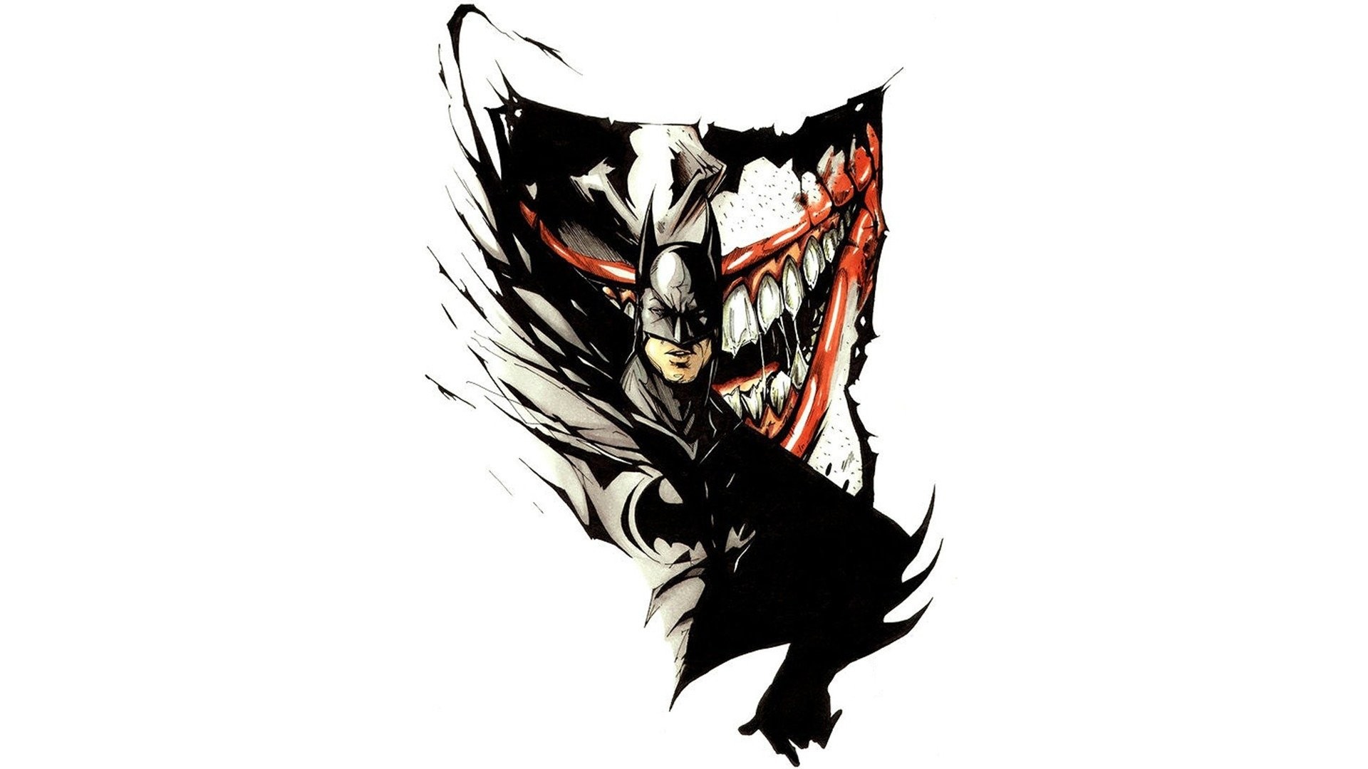Joker, Batman, Illustrazione, Sorriso, Sfondo bianco, 1920x1080, wallpaper desktop