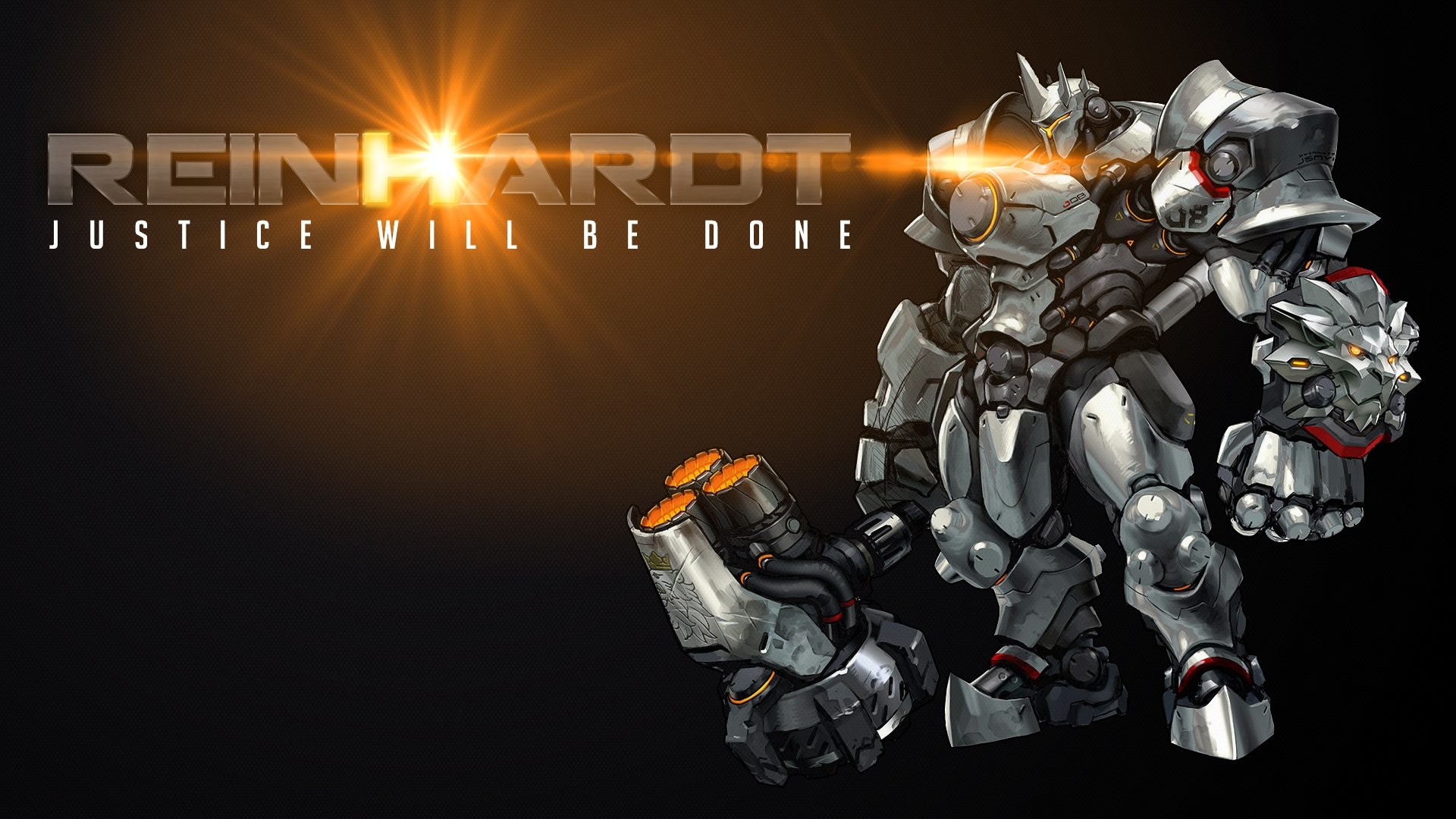 Reinhardt, Justice Will Be Done, Overwatch, Sfondo nero, 1920x1080, wallpaper desktop