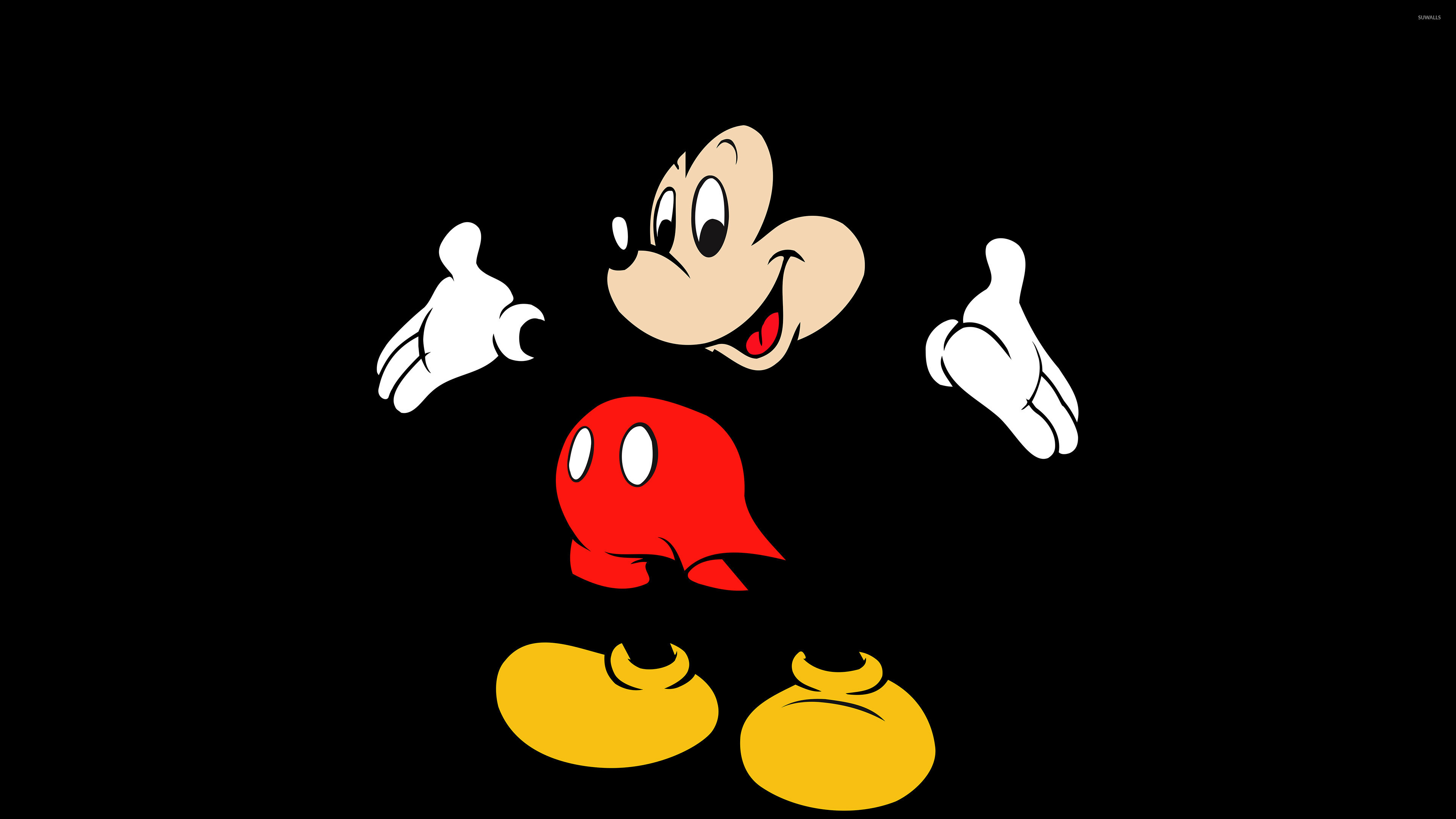 Topolino, Sfondo nero, Minimalista, 16:9 4K, wallpaper widescreen