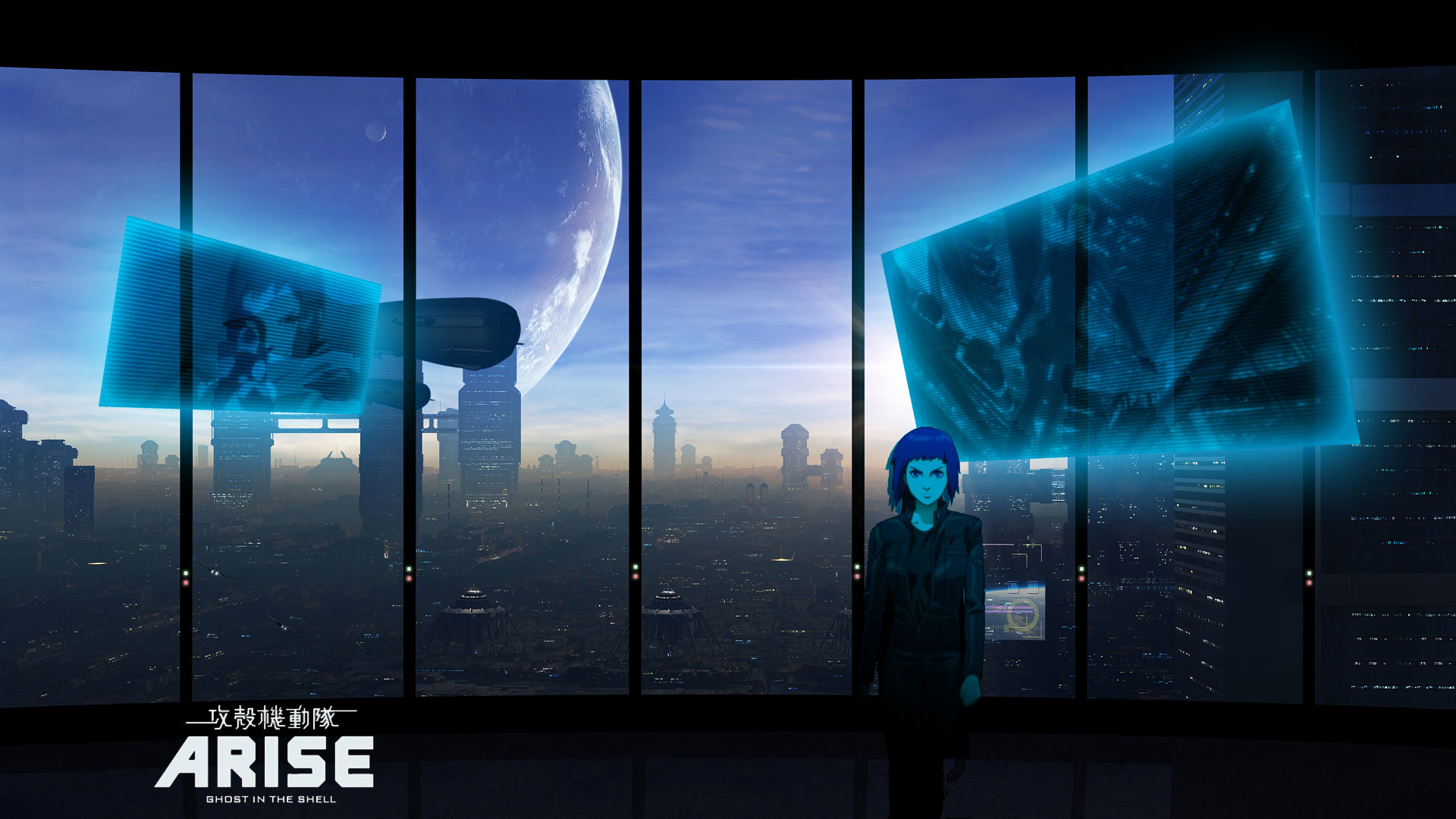 Ghost in the Shell: Arise, Motoko Kusanagi, Ologrammi, Città, Full HD, sfondo desktop