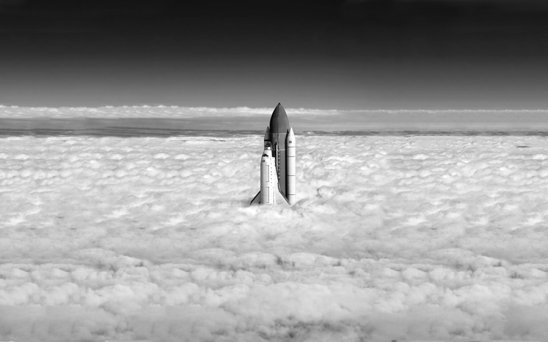 Space Shuttle, Nuvole, Bianco e nero, 1920x1200, sfondo per PC