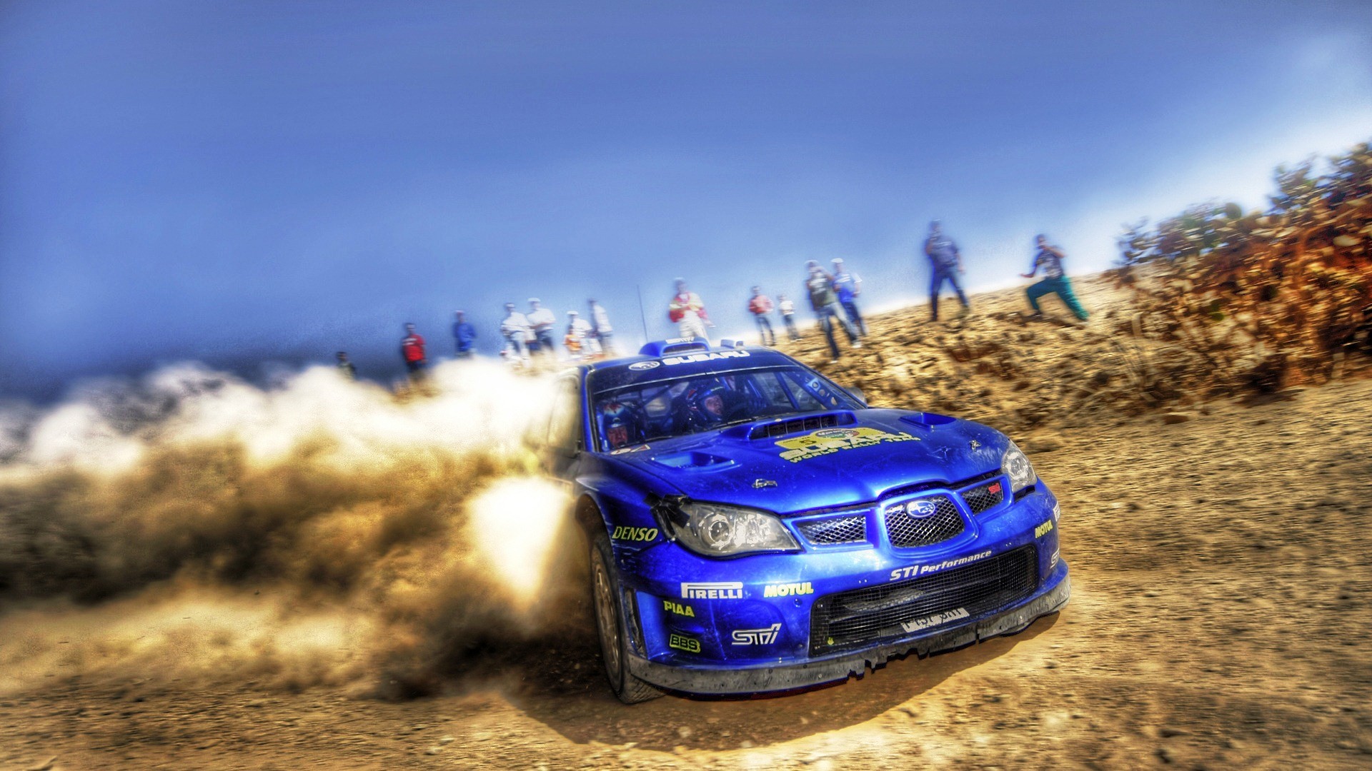 Subaru Impreza WRC, Polvere, Spettatori, Rally, Full HD, sfondo per portatile