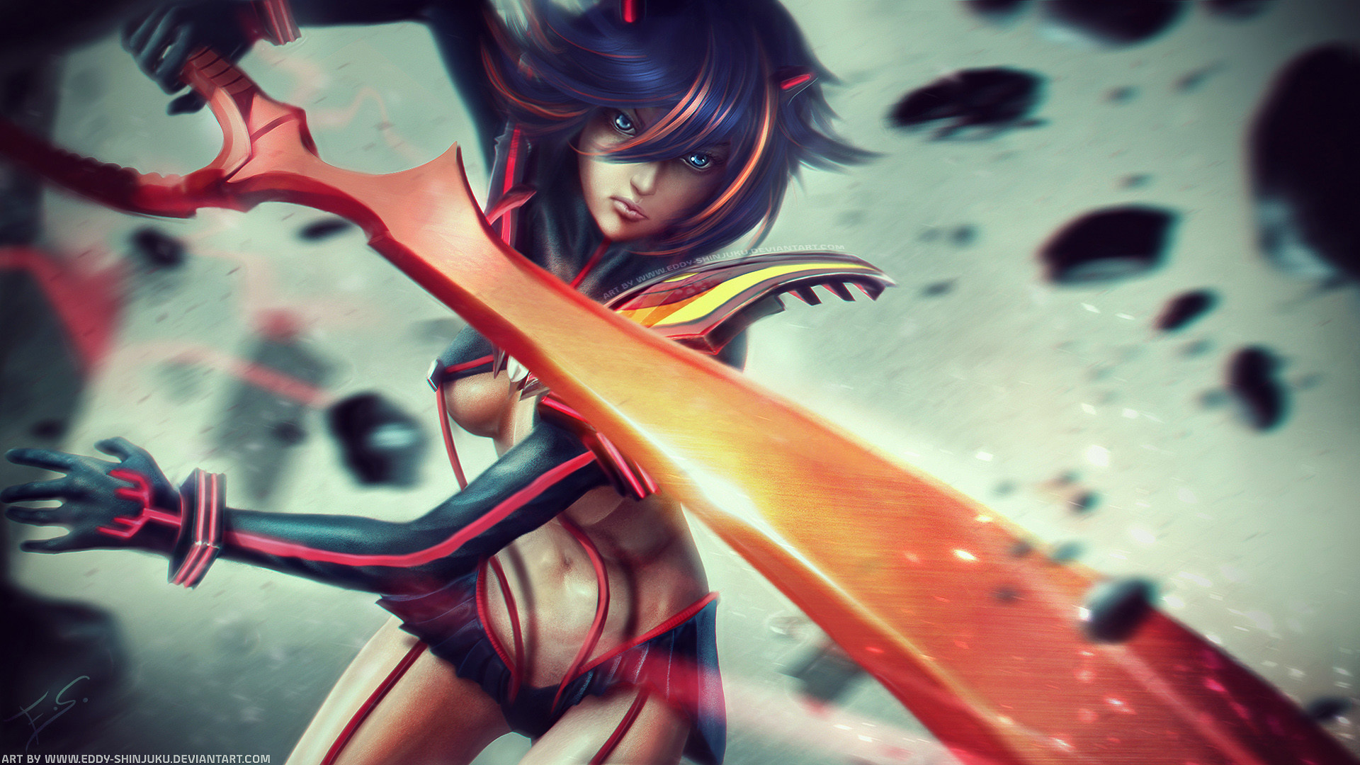 Ryuko Matoi, Kill la Kill, Senketsu, Forbice-spada, Azione, 1920x1080, immagine di sfondo