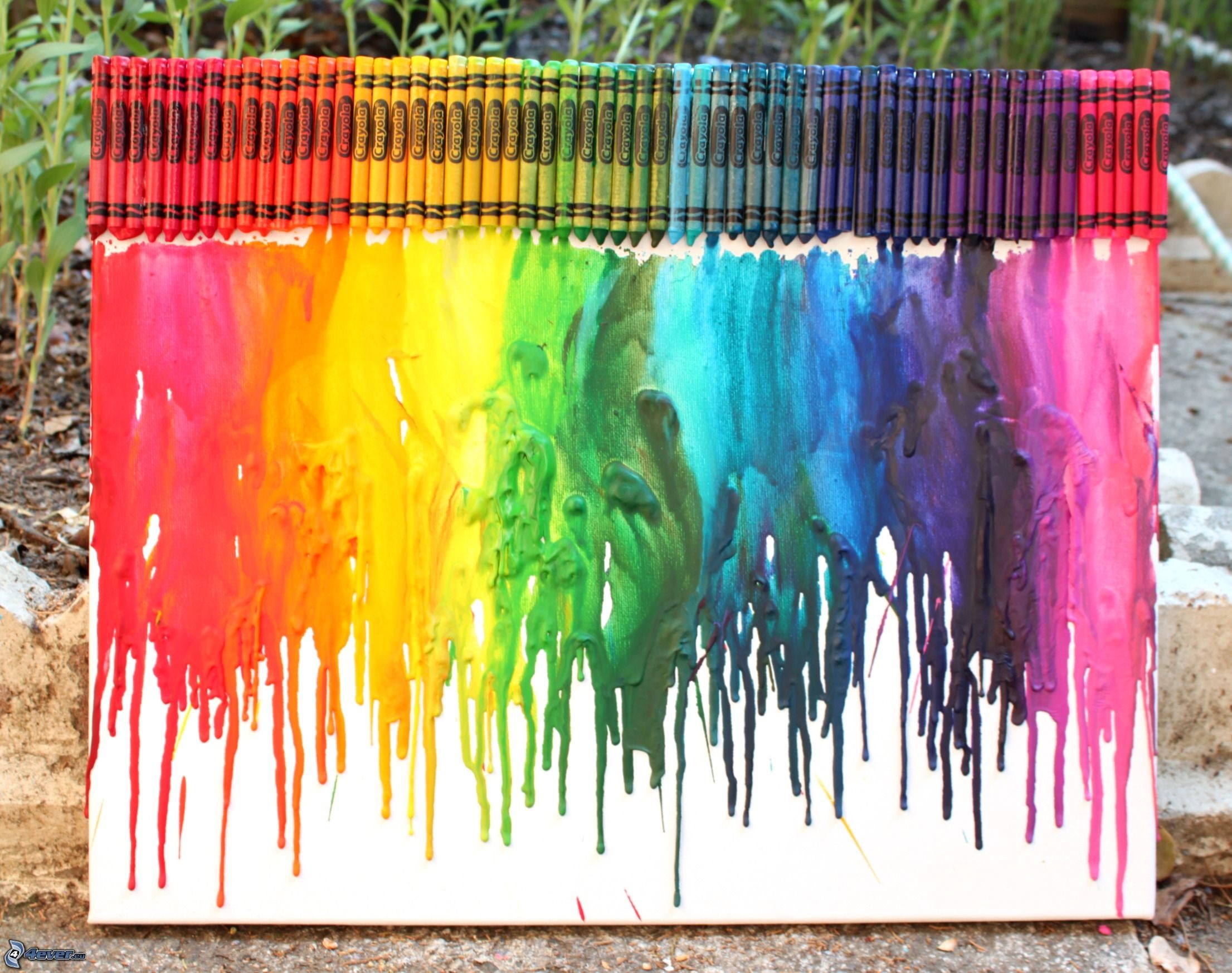 Pastelli a cera fusi, Arcobaleno, Colature, Tela, Multicolore, Full HD, sfondo Windows 11