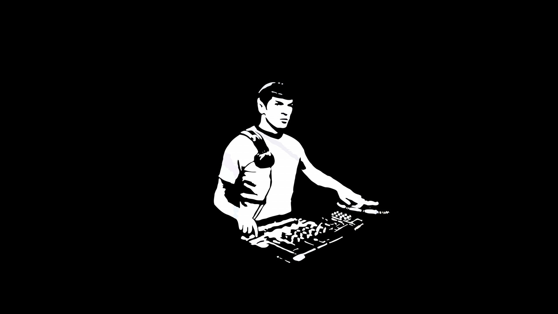 Spock, Star Trek, DJ, Bianco e nero, 1920x1080, sfondo per PC