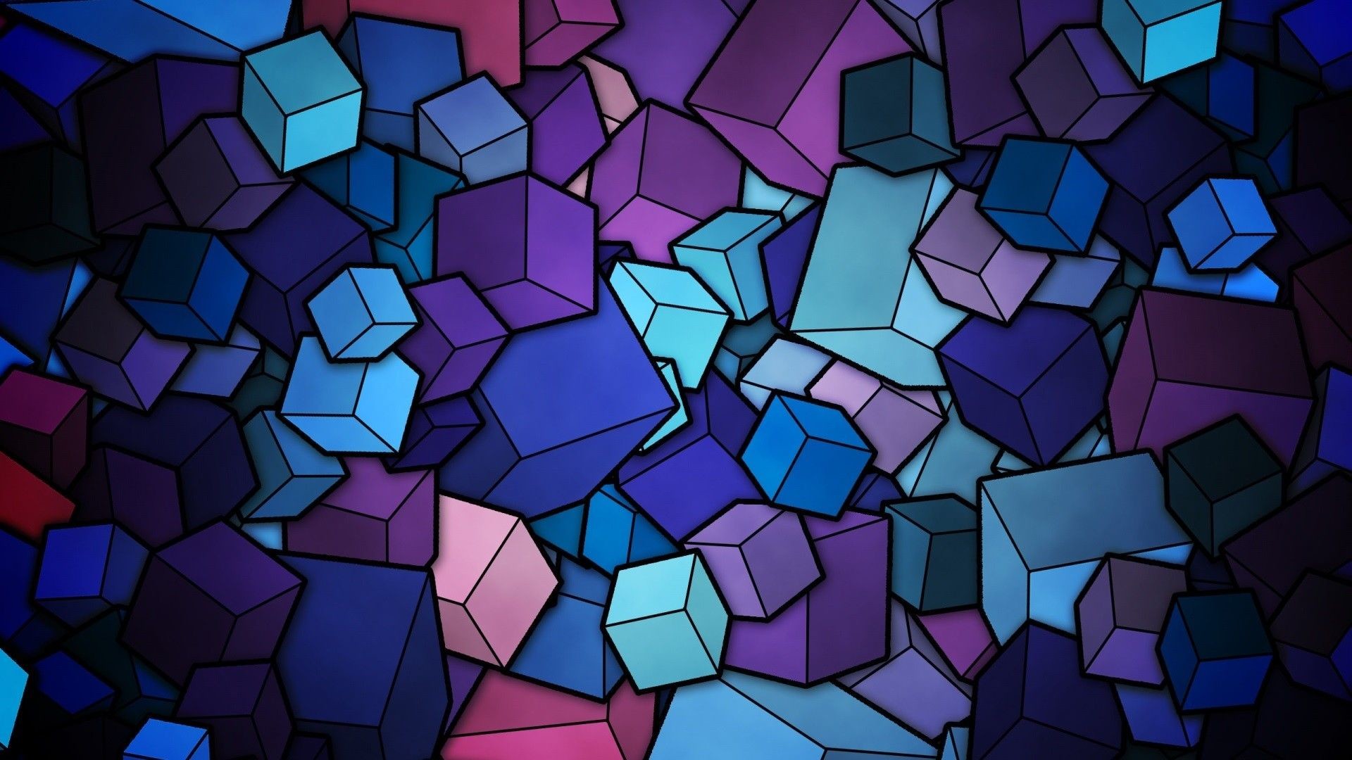Cubi, Vetrata, Blu, Viola, 1920x1080, sfondo per PC