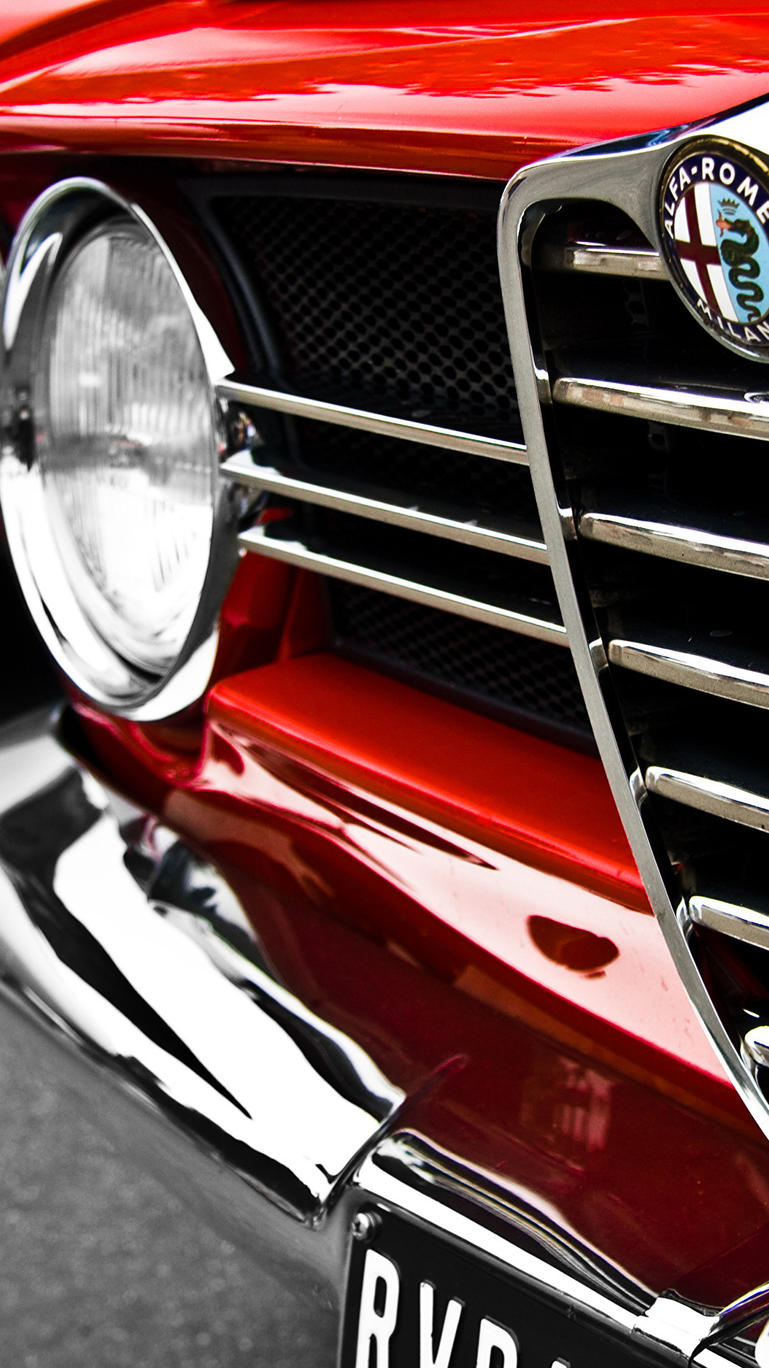 Alfa Romeo Giulia GT, Scudetto, Faro, Cromature, Rosso, Full HD, sfondo per iPhone e Android
