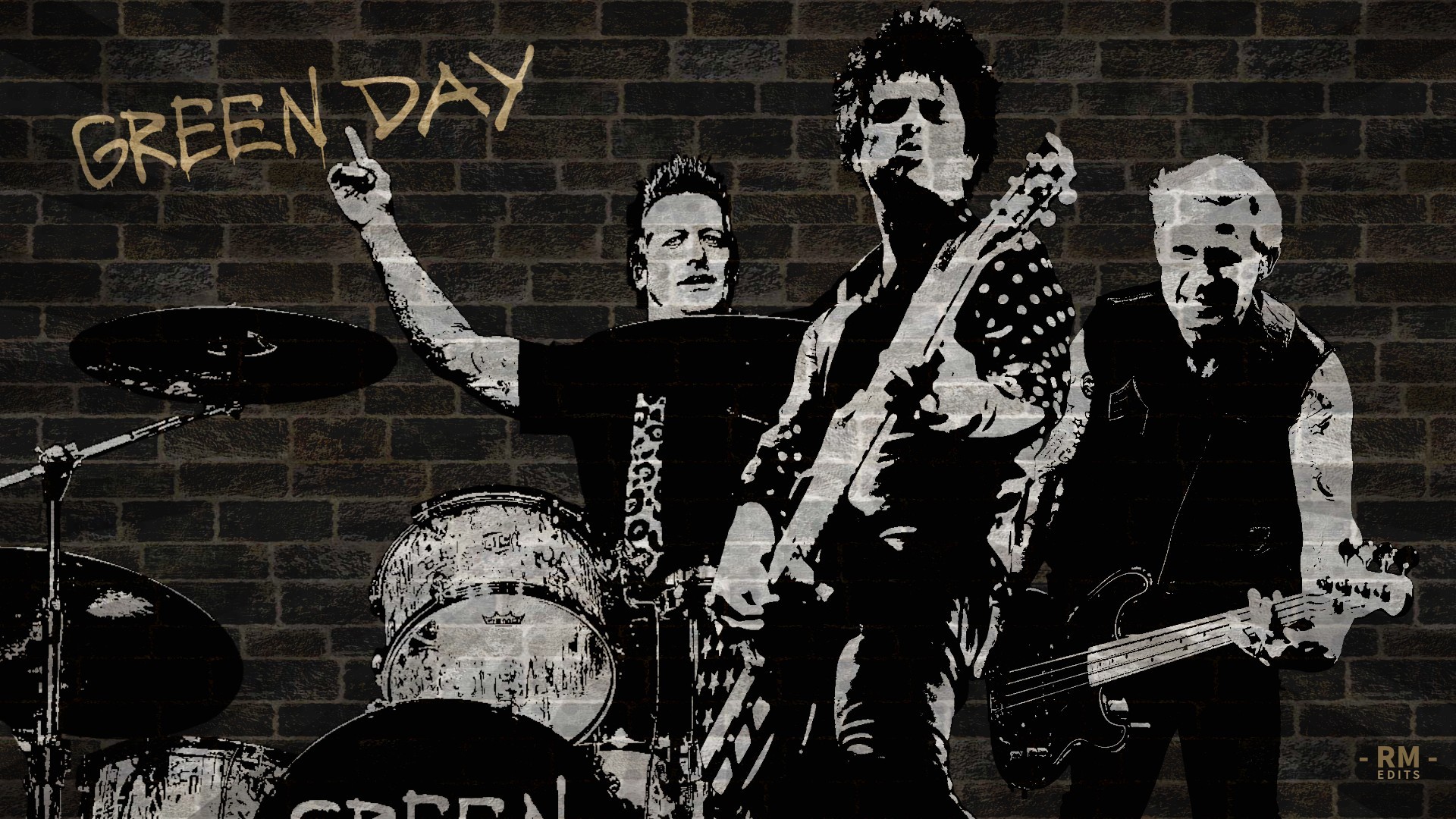 Green Day, Billie Joe Armstrong, Concerto, Muro di mattoni, Full HD, sfondo per PC e portatile