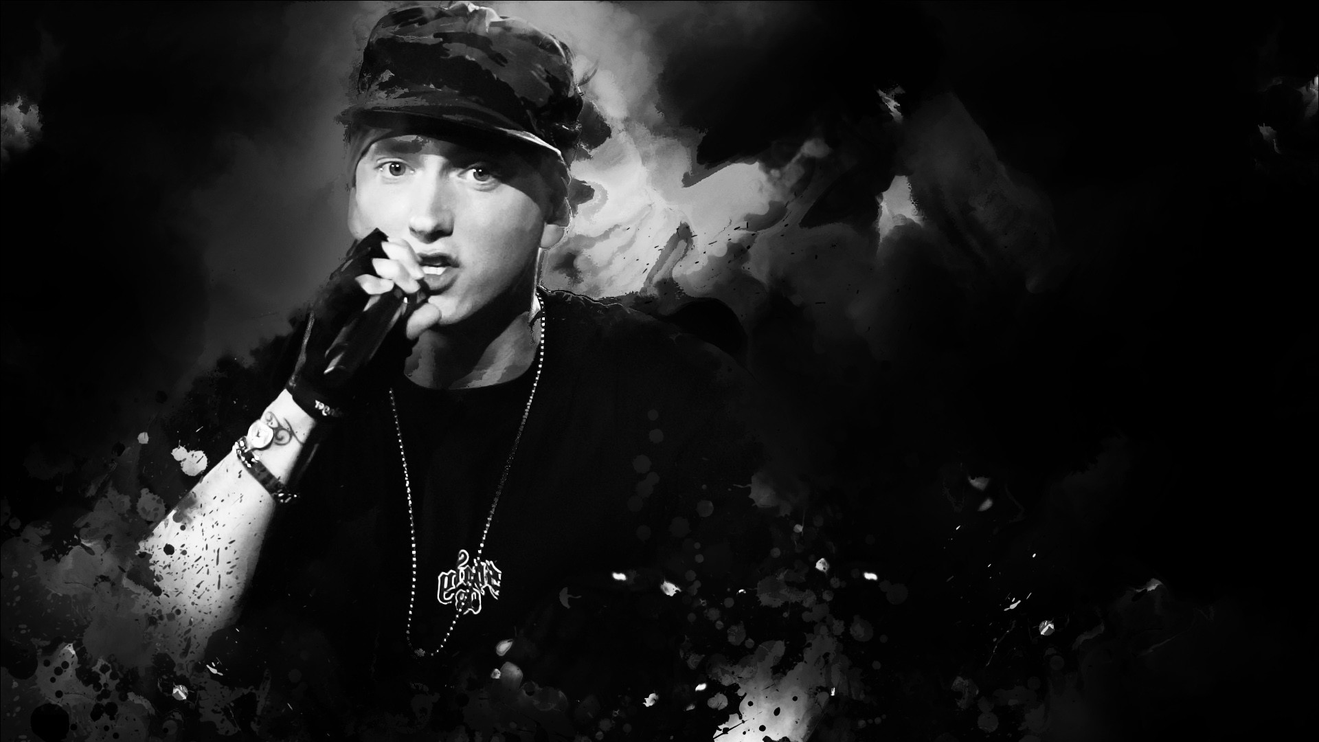Eminem, Rapper, Bianco e nero, Full HD 1080p, sfondo desktop