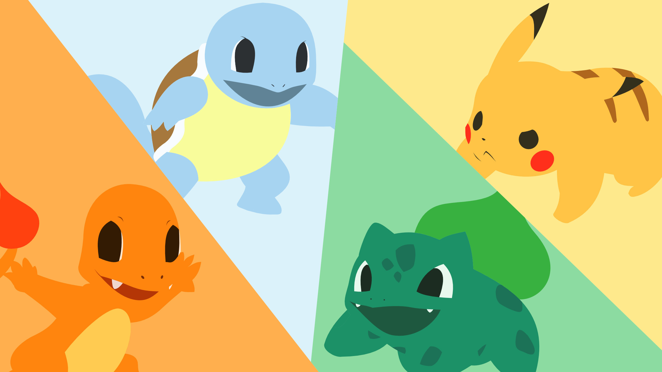 Charmander, Squirtle, Bulbasaur, Pikachu, Pokémon, 16:9 Full HD, sfondo widescreen
