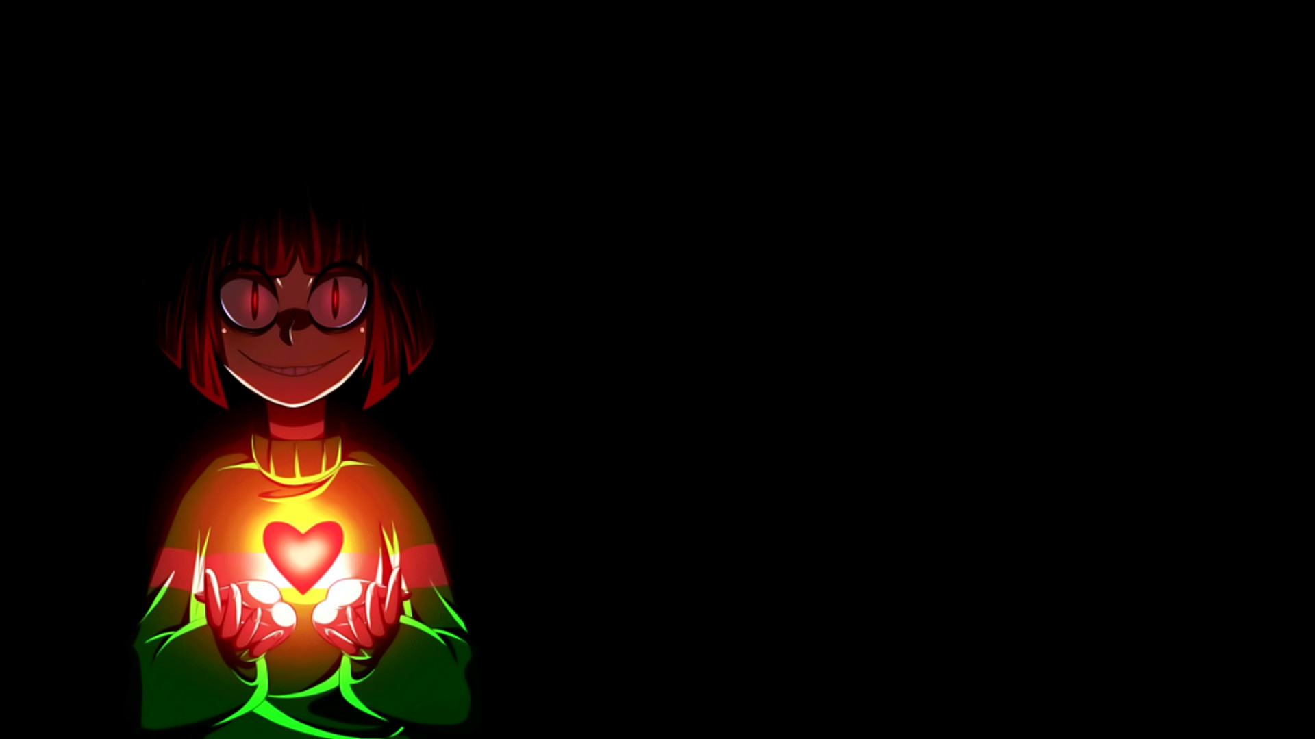 Chara, Undertale, Cuore, Sfondo nero, Full HD, wallpaper desktop