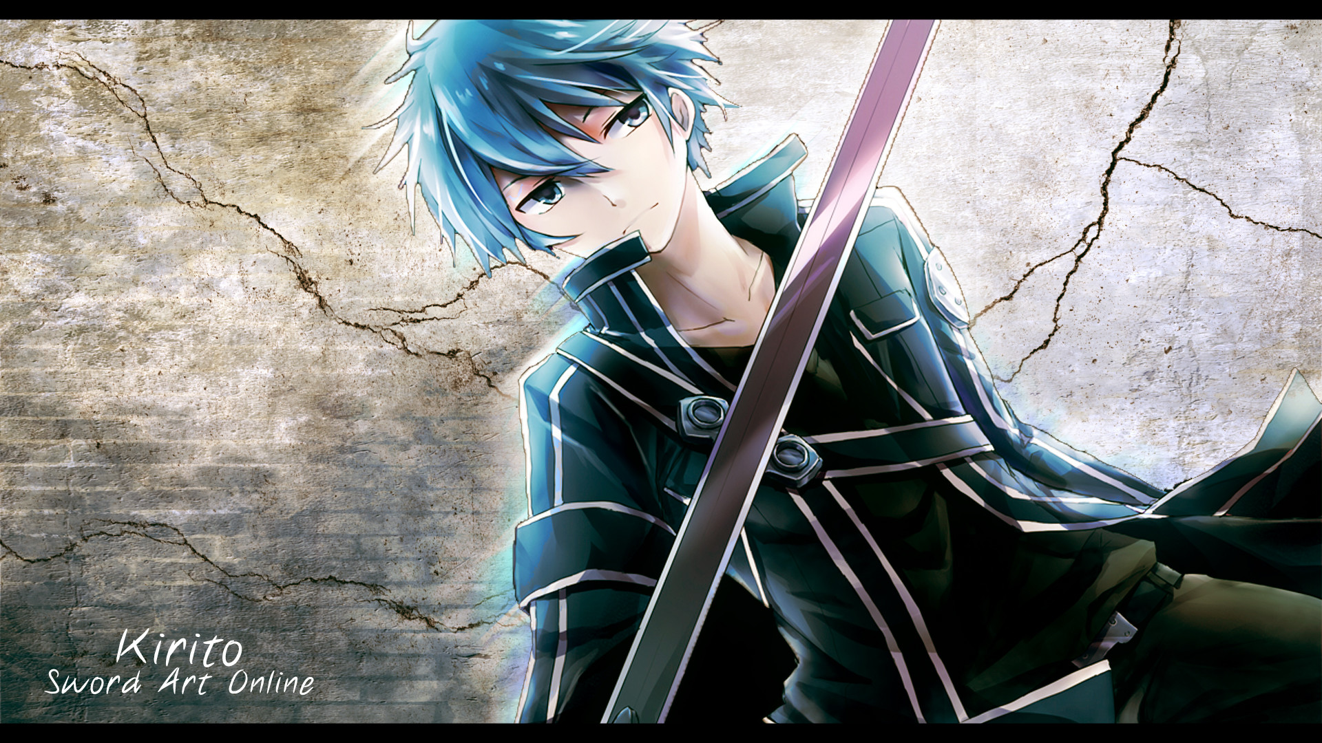Kirito, Sword Art Online, Muro crepato, Spada, 1920x1080, sfondo per PC
