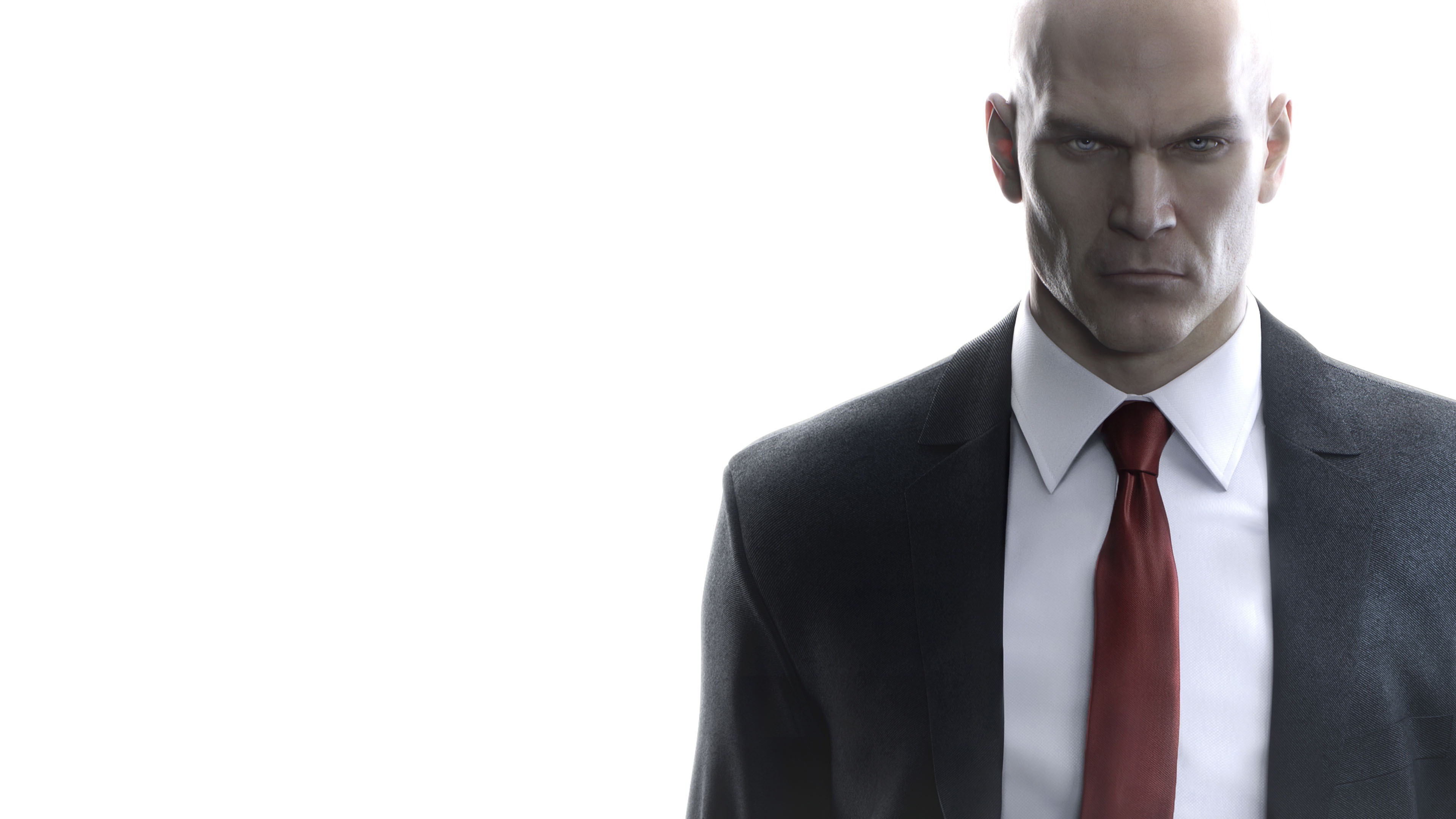 Hitman, Agente 47, Cravatta rossa, Sfondo bianco, 4K, wallpaper per PC