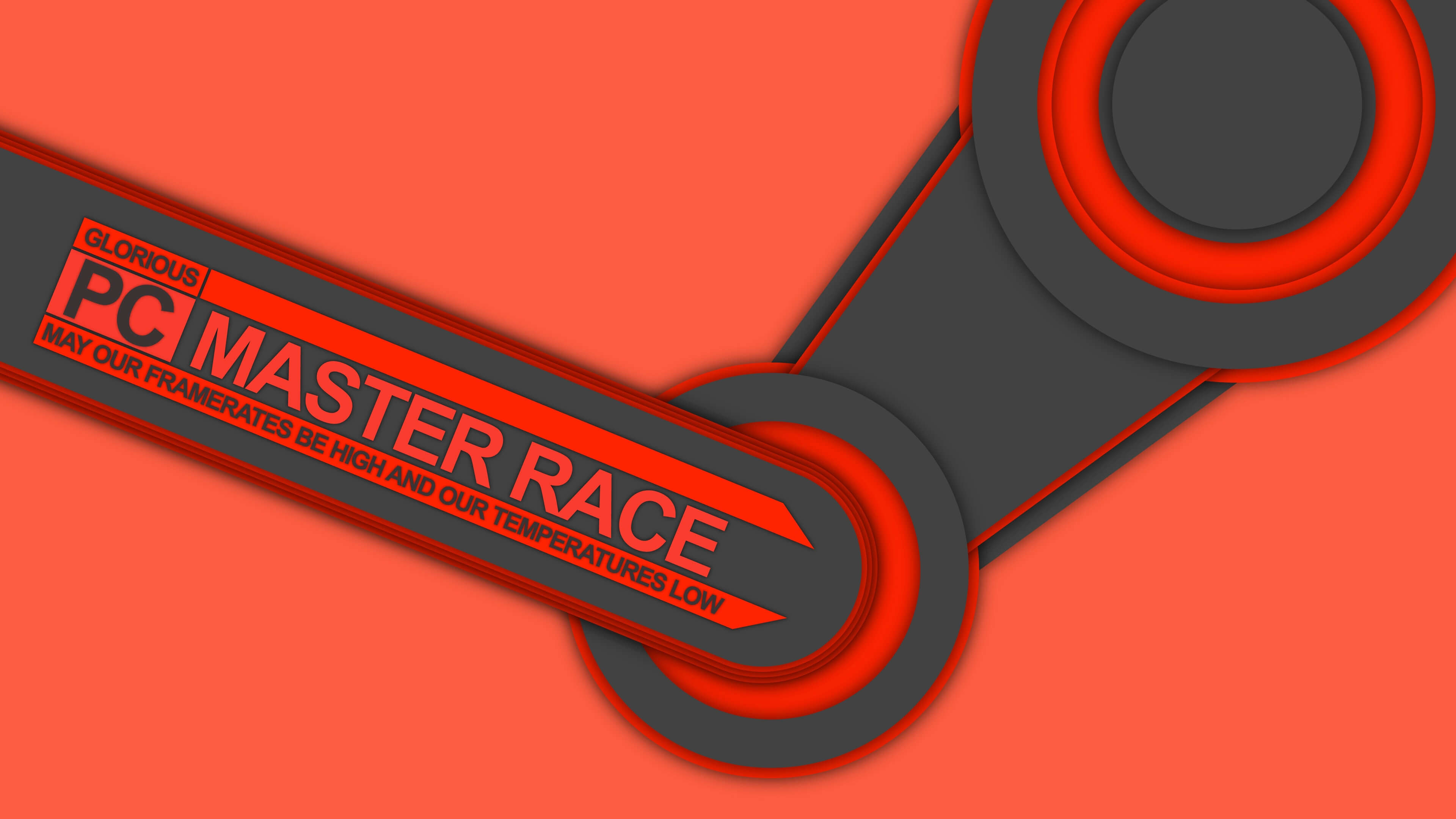 PC Master Race, Steam, Logo, Rosso, 16:9 4K, sfondo widescreen