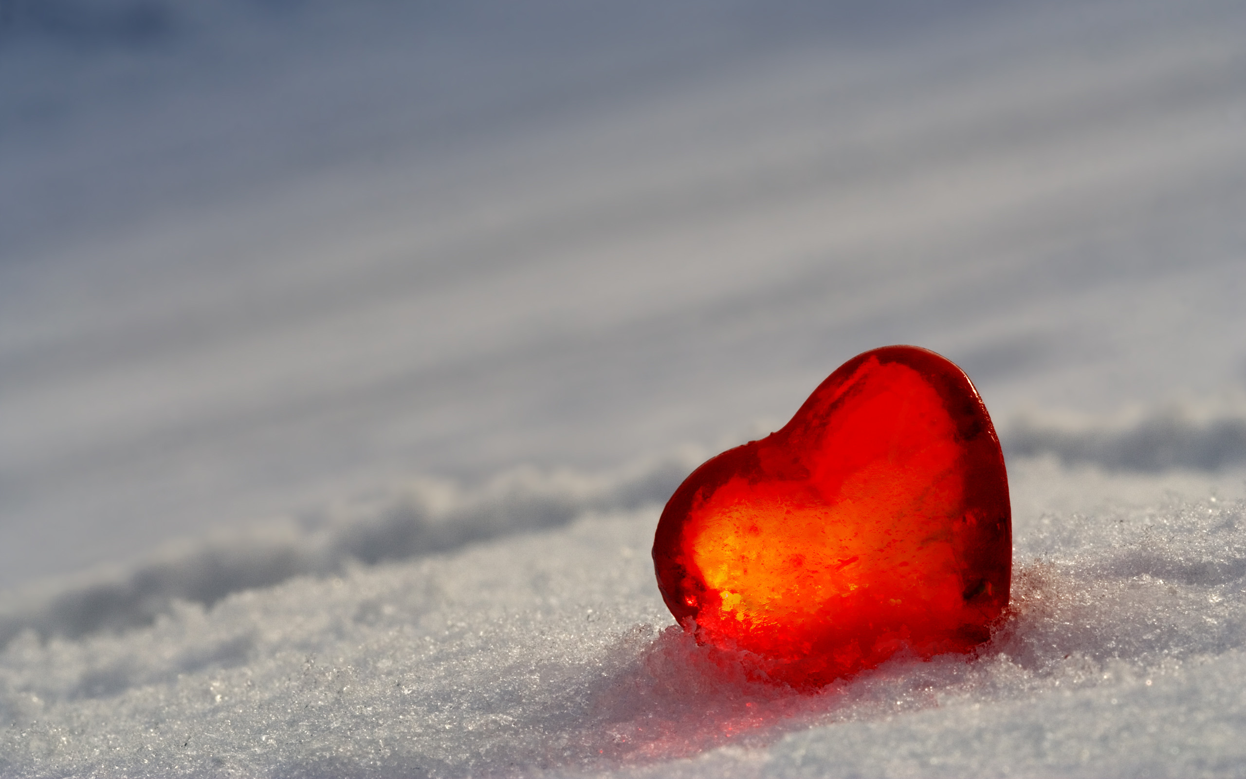 Cuore di vetro, Neve, Rosso, 2560x1600, sfondo MacBook Pro