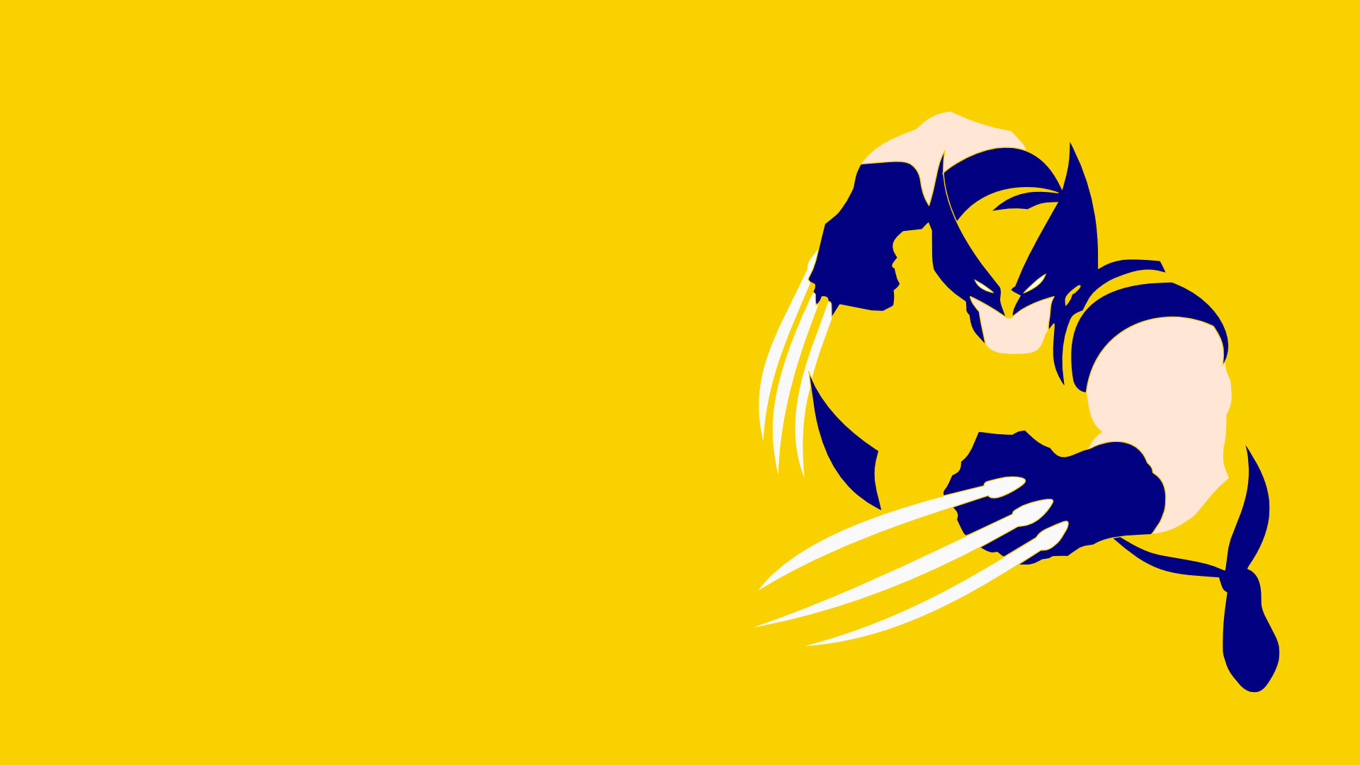 Wolverine, Minimalismo, Flat design, Sfondo giallo, 16:9 Full HD, wallpaper widescreen