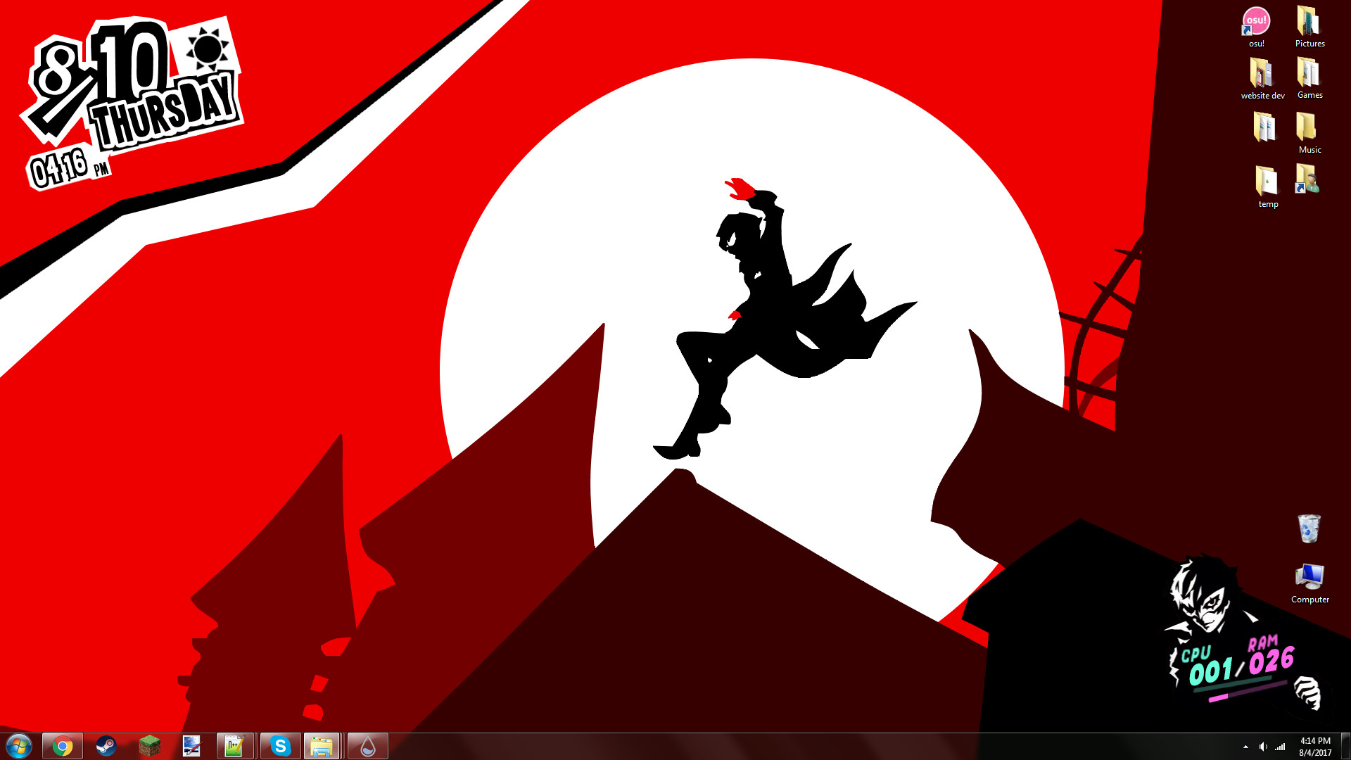 Joker, Persona 5, Luna, Silhouette, Desktop, Full HD, sfondo per portatile