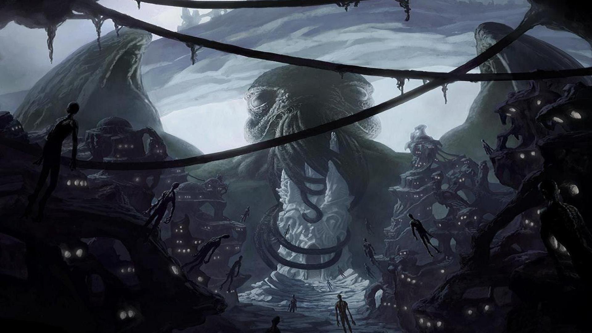 Orrore cosmico, Rovine, Tentacoli, Notte, 1920x1080, immagine di sfondo