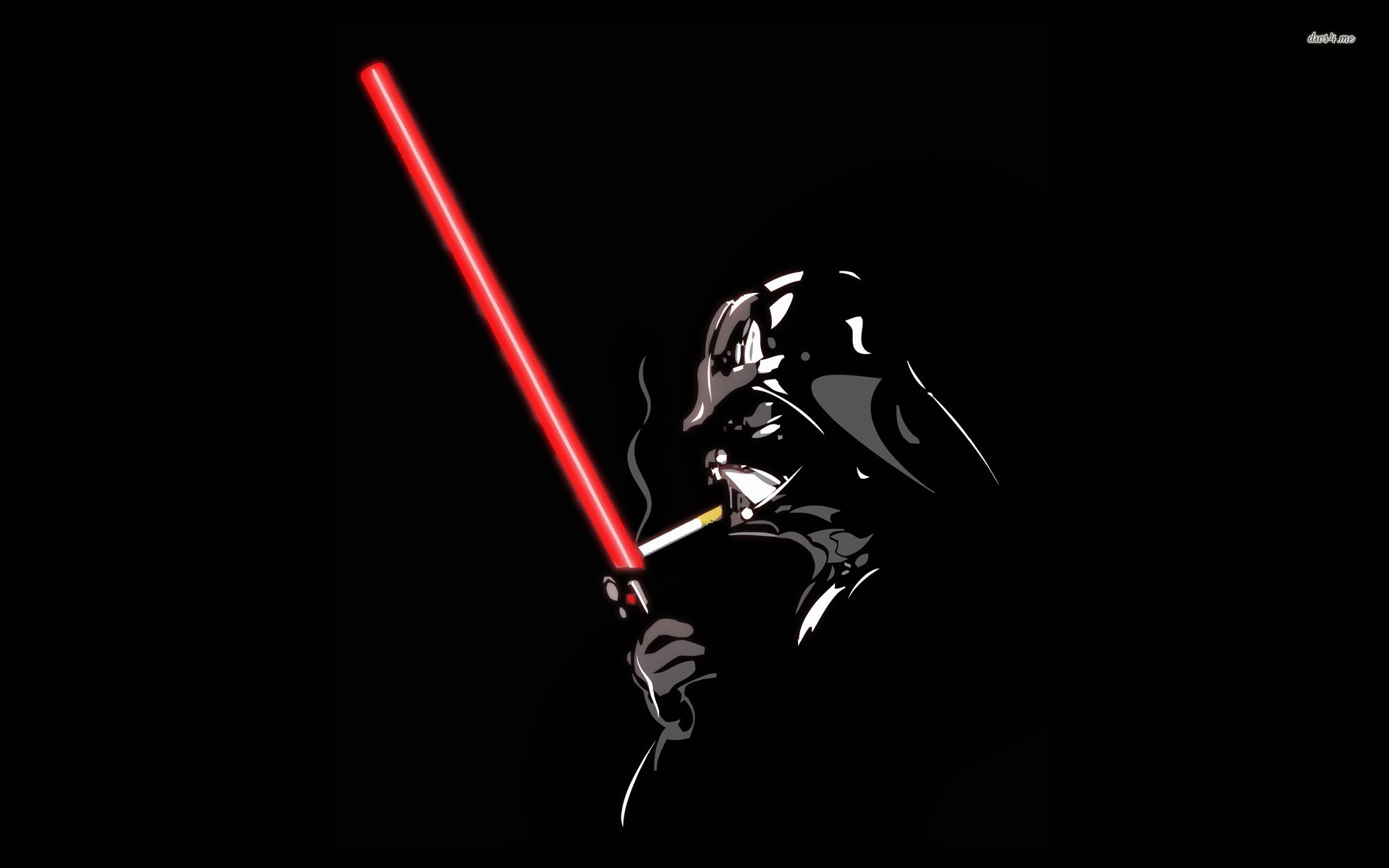 Darth Vader, Spada laser, Sigaretta, Sfondo nero, Full HD, wallpaper per PC